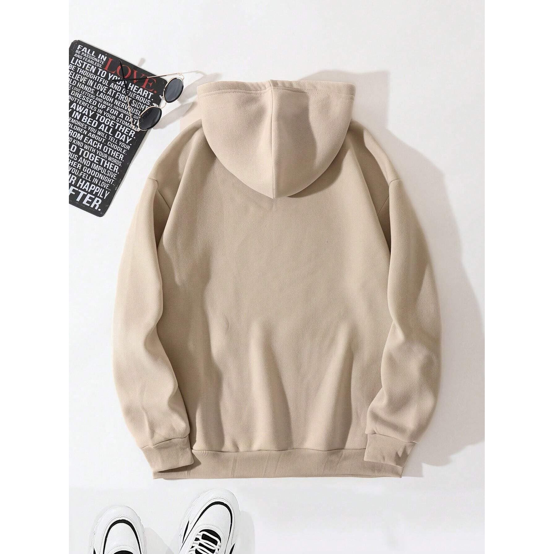 TAGAS Fleece Hoodies for Women, Regular Sweatshirt for Women, Hoodies, Unisex Hoodie, Boys Hoodie, Winter Wear for Women, Unisex Hoodies Uh-7011-Biege-L Beige