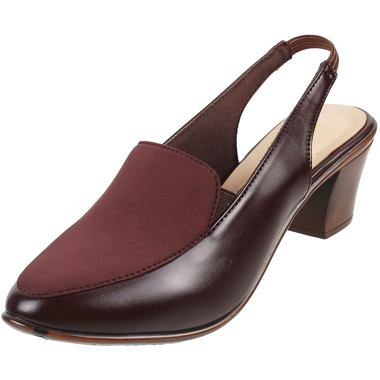 Mochi Women Brown Synthetic Leather Block Heel Shoes UK/5 EU/38 (31-287)