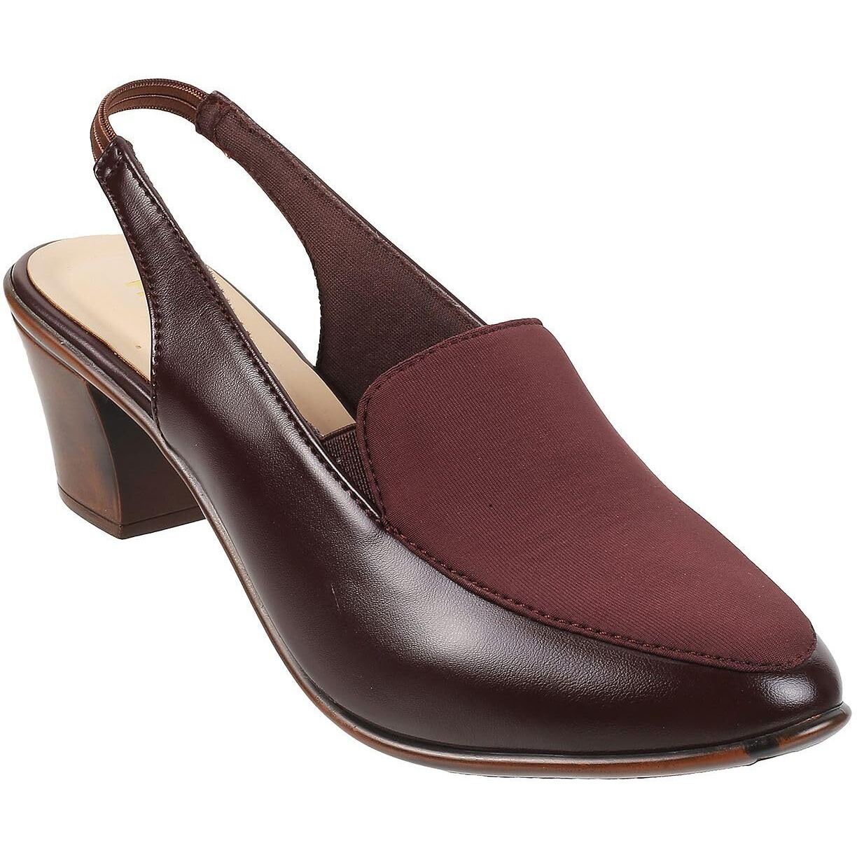Mochi Women Brown Synthetic Leather Block Heel Shoes UK/5 EU/38 (31-287)