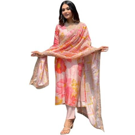 SHIENZY Women's Cotton Blend Kurta Set (1501SHZ_Red_XL)
