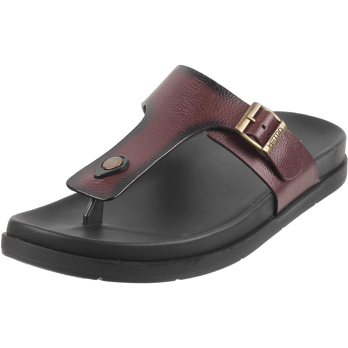 Metro Men Brown Flat Casual/Comfort Synthetic Leather Chappal UK/9 EU/43 (16-761)