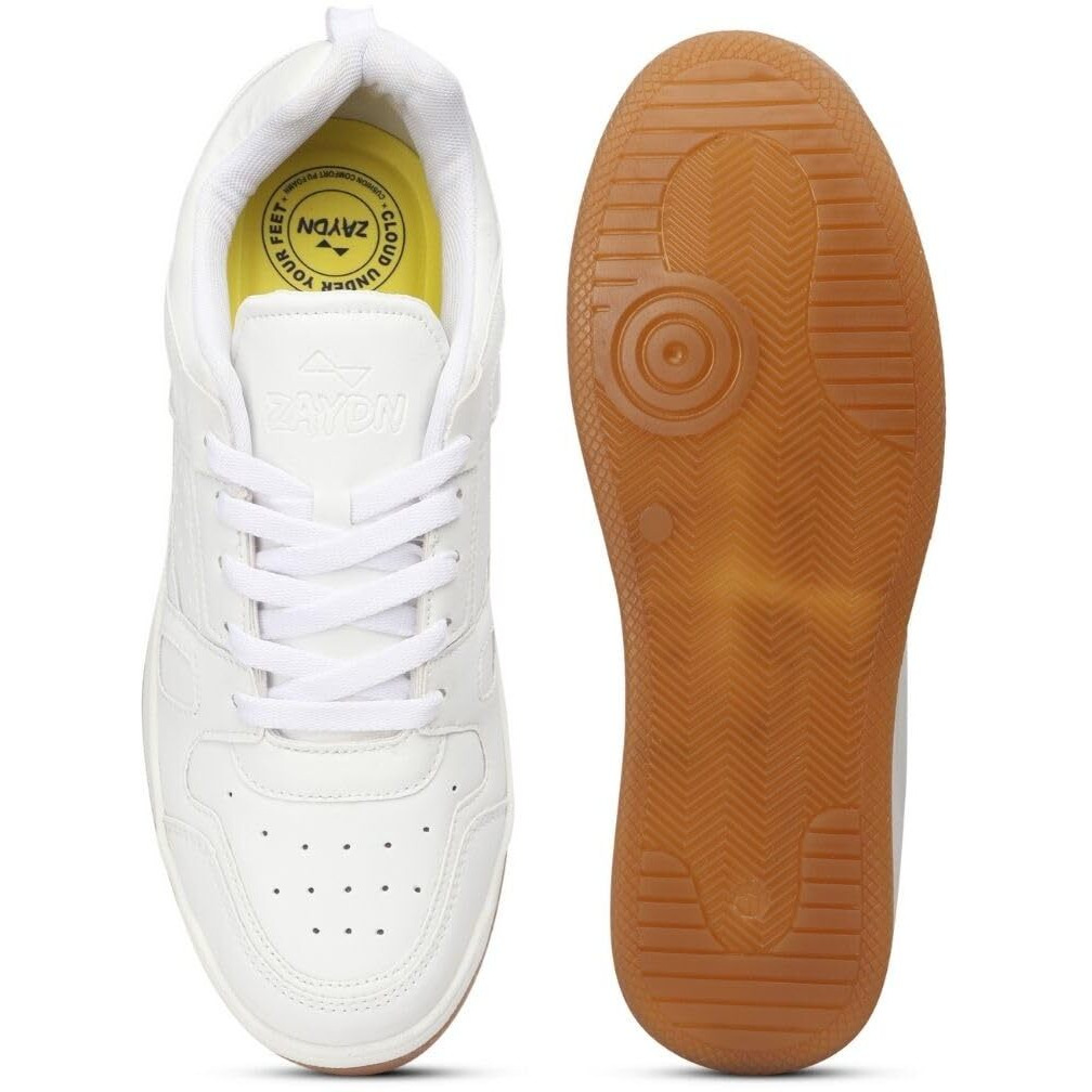 Zaydn Club White Sneaker for Men (7 UK) | Soft Cushioned Insole & Lightweight | Stylish Lace-Up Shoes with Casual Outfits | Trendy Sneakers | Shoes for Man | Low Top Sneaker Shoes