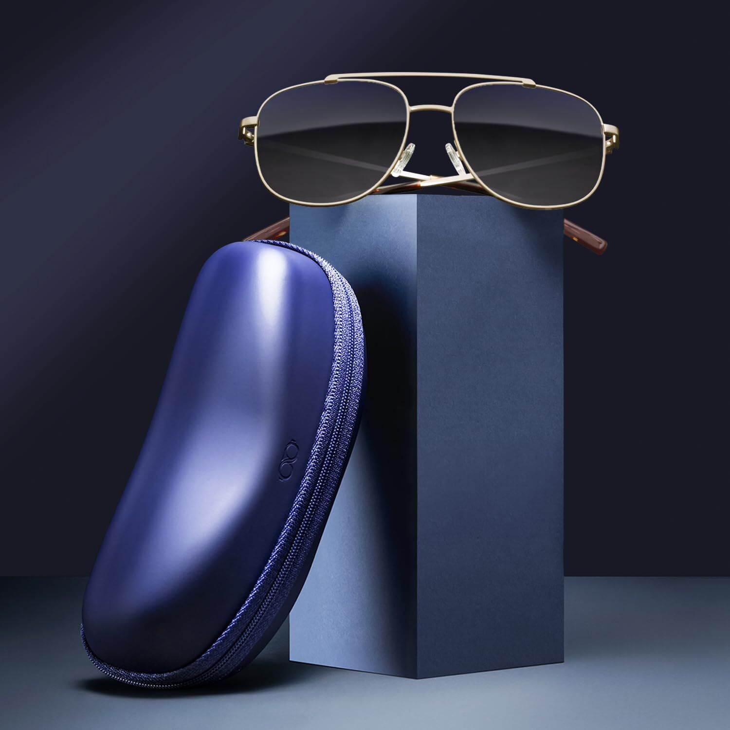 VINCENT CHASE EYEWEAR By Lenskart | Sunglasses for Men| Full Rim Square Branded and Stylish Sunglasses | Polarized and 100% UV Protected | Unisex | Medium |VC S12934 (Frame Golden/Lens Blue)