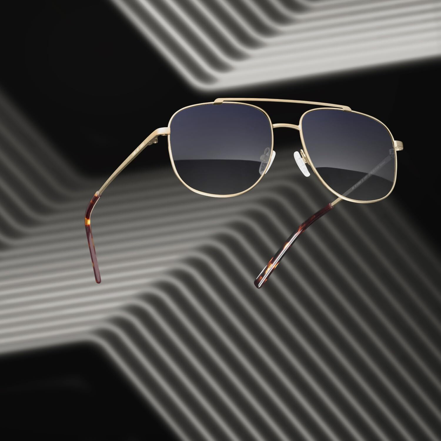 VINCENT CHASE EYEWEAR By Lenskart | Sunglasses for Men| Full Rim Square Branded and Stylish Sunglasses | Polarized and 100% UV Protected | Unisex | Medium |VC S12934 (Frame Golden/Lens Blue)