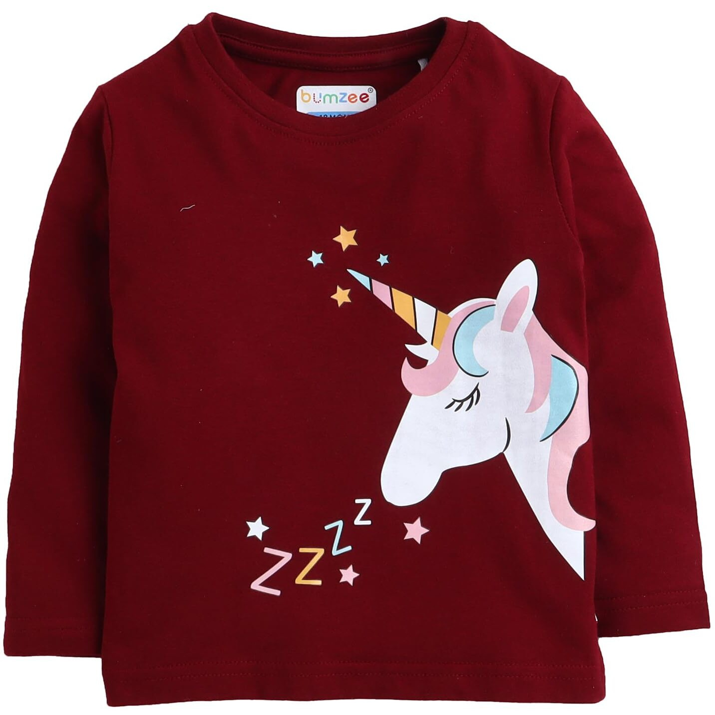 BUMZEE Maroon Girls Cotton Full Sleeves T-Shirt And Pajama Set Age - 5-6 Years