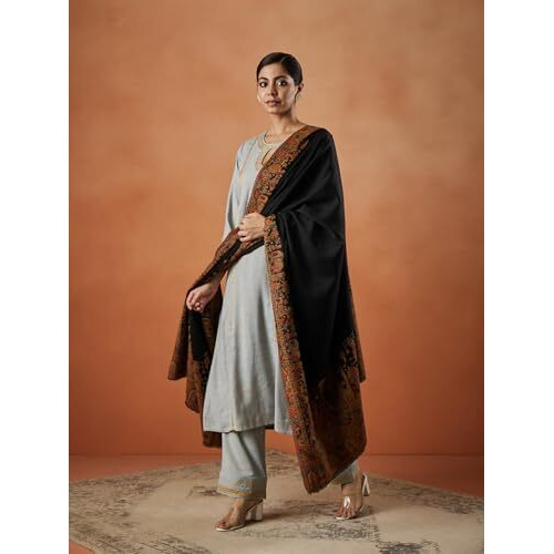 Women Gulzaar Kashmiri Jamawar Woven Shawl (Size 101X203 CM)