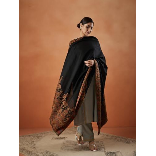 Women Gulzaar Kashmiri Jamawar Woven Shawl (Size 101X203 CM)