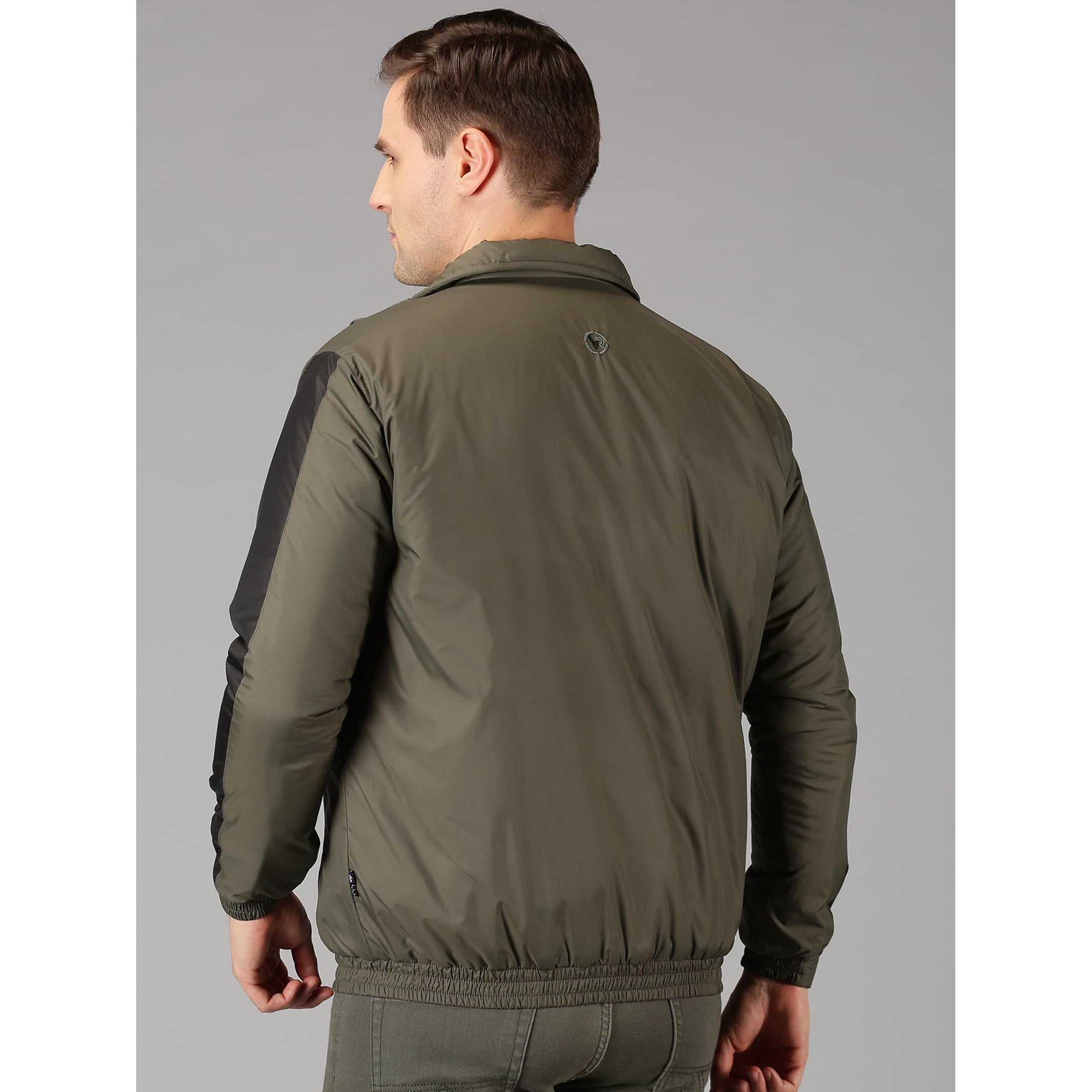 VROJASS Full Sleeve Solid Men's Sleeve Combination Bomper Jacket (XL, Olive Green)(VROBJF-OL_SB-XL)