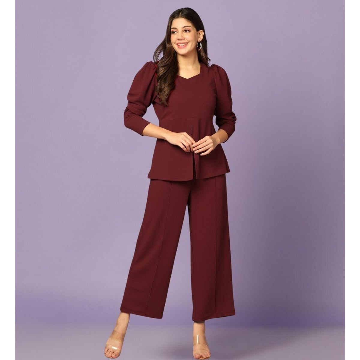 Leriya Fashion Ethnic Co Ord Set | Co Ord Set for Women | Night Dress for Women | Night Wear for Women | Payjama Set for Women | Women Two-Piece Outfits | Coord Sets (X-Large, Red) LF-W1809&TR865