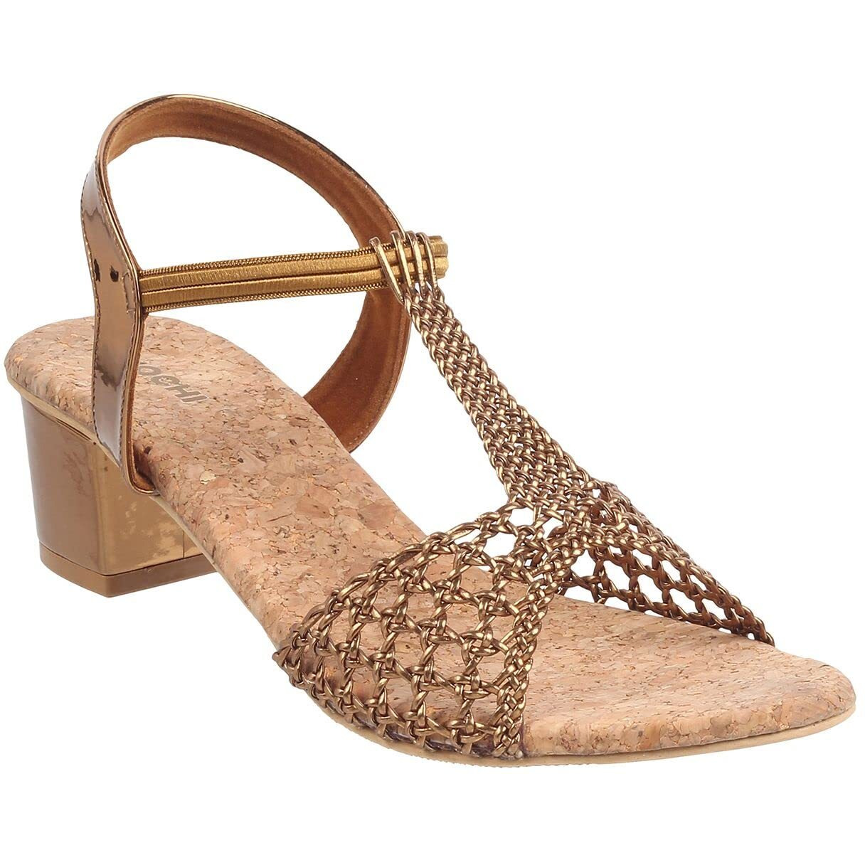Mochi Women Ant Gold Block Heel Sandal UK/5 EU/38 (40-7)