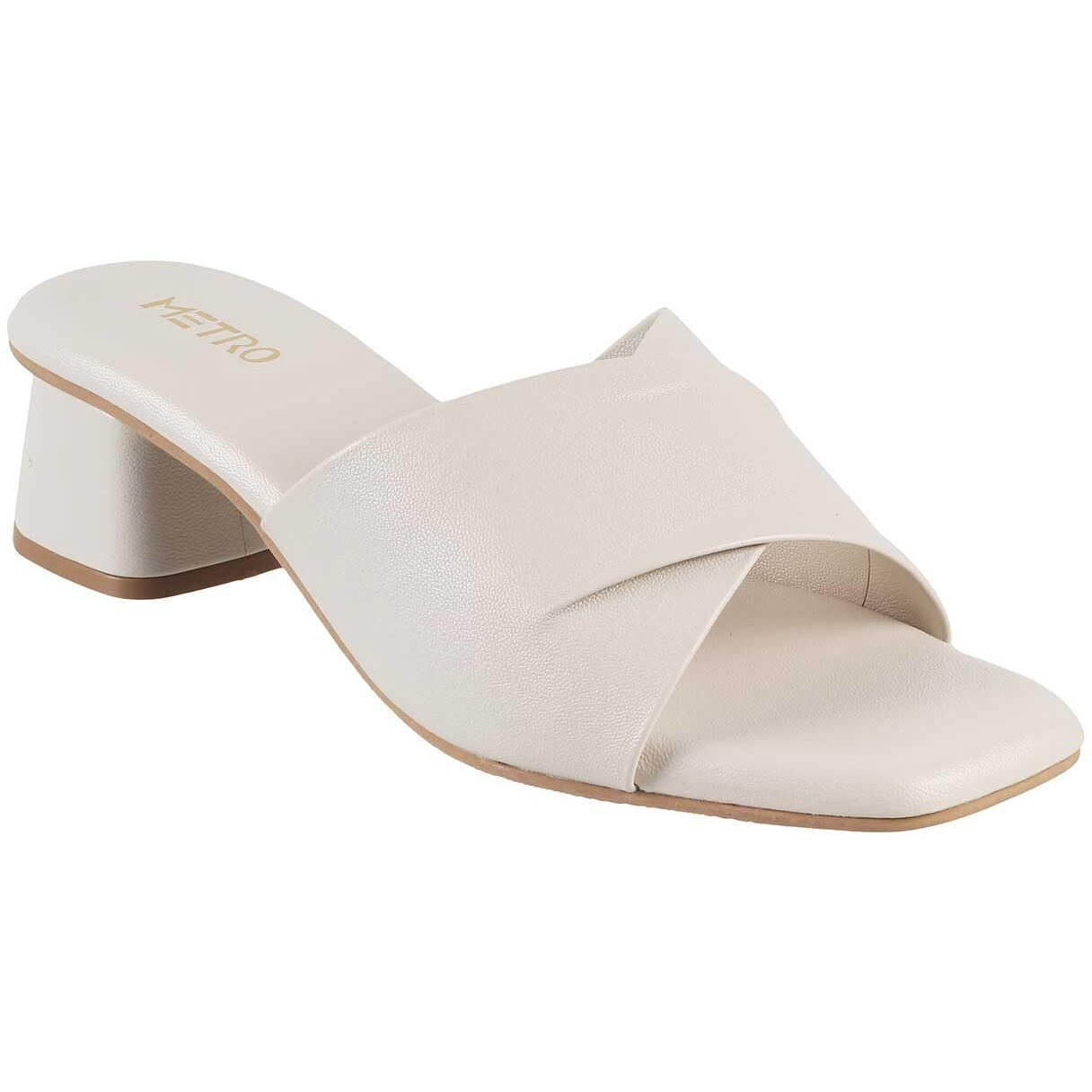 Metro Women Beige Block Heel Fashion Sandal UK/6 EU/39 (40-144)