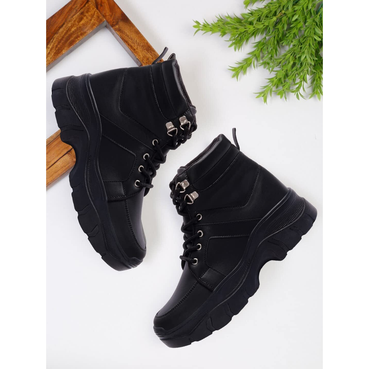 Vendoz Women Black Ankle Length Casual Boots - 41 EU