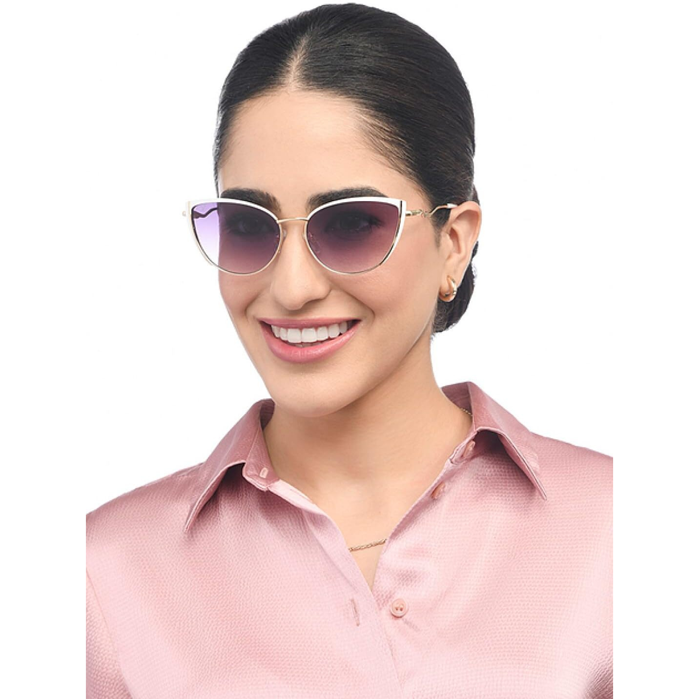 Vincent Chase By Lenskart | Gold Pink Full Rim Cat Eye | Economic Range | Branded Latest and Stylish Sunglasses | 100% UV Protected | Women | Large | VC S15802