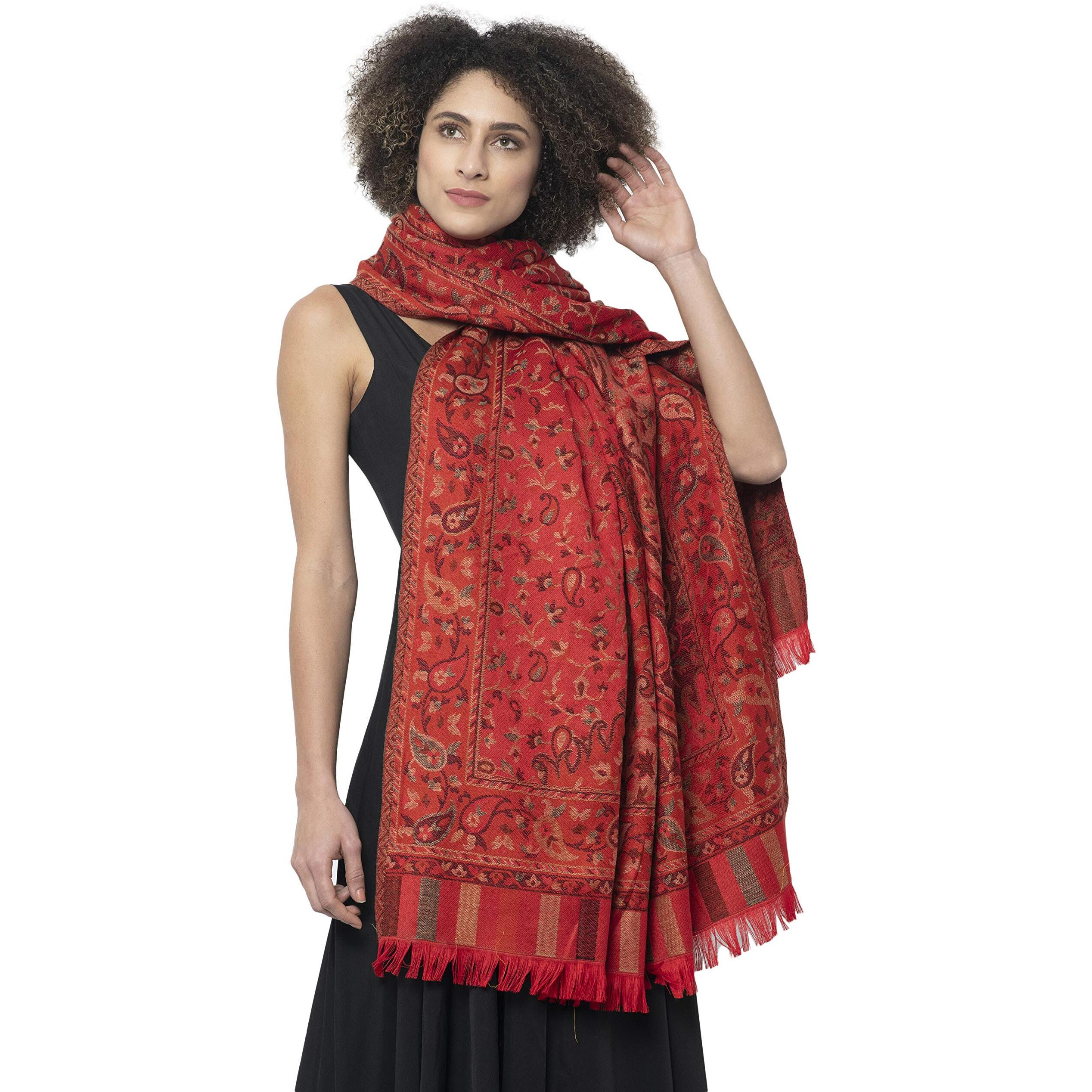 Weavers Villa Women's Shawl (Red), 100cm X 200cm