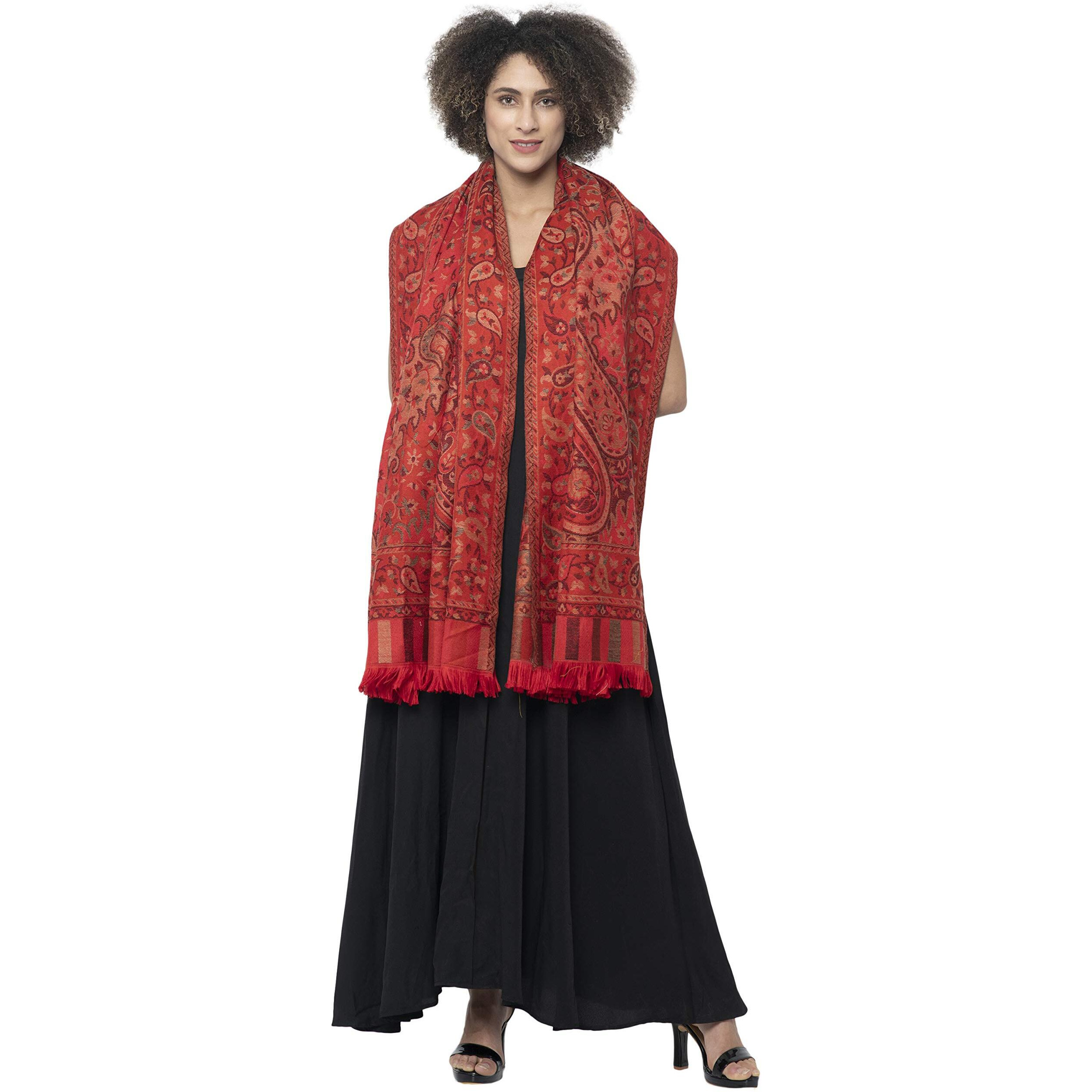 Weavers Villa Women's Shawl (Red), 100cm X 200cm