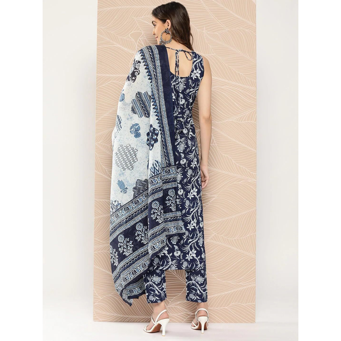 GoSriKi Women's Rayon Blend Straight Printed Kurta with Pant & Dupatta (Ball-Blue-GS_M_Blue_Medium)