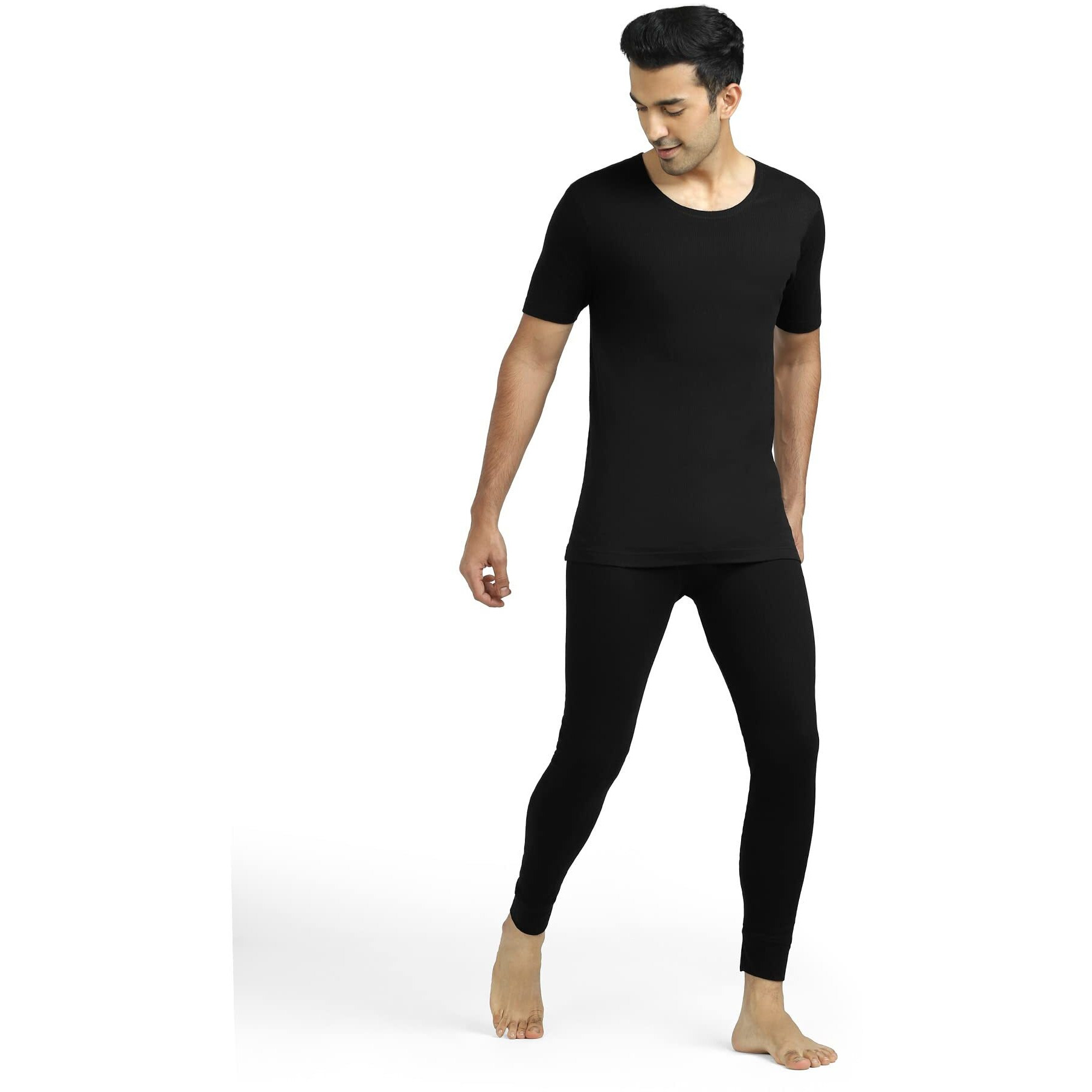 XYXX Men's Alpine Cotton Rich Thermal Set (M Black)