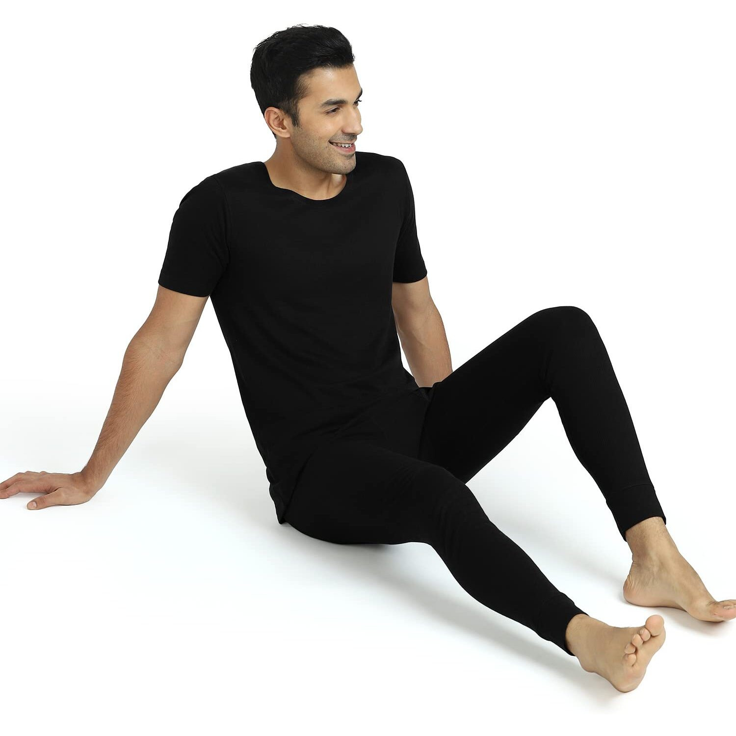 XYXX Men's Alpine Cotton Rich Thermal Set (M Black)