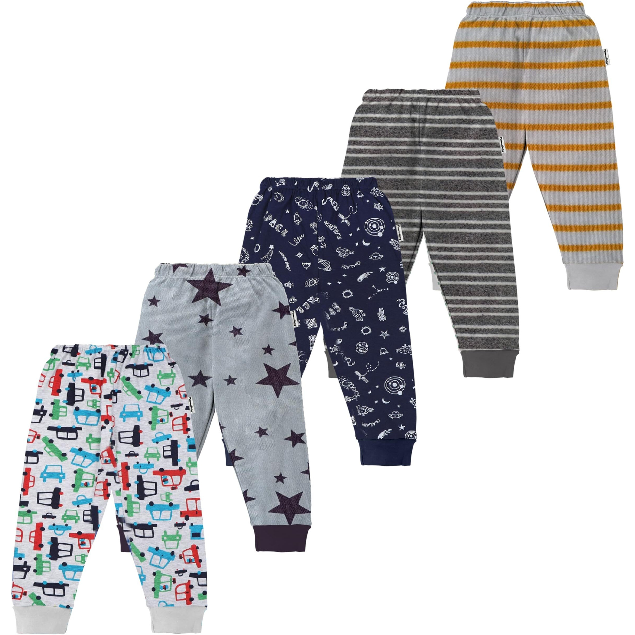 NammaBaby Cotton Pants for Infants (Multicolor,12-18 Months) - Set of 5 Unisex-Baby Regular