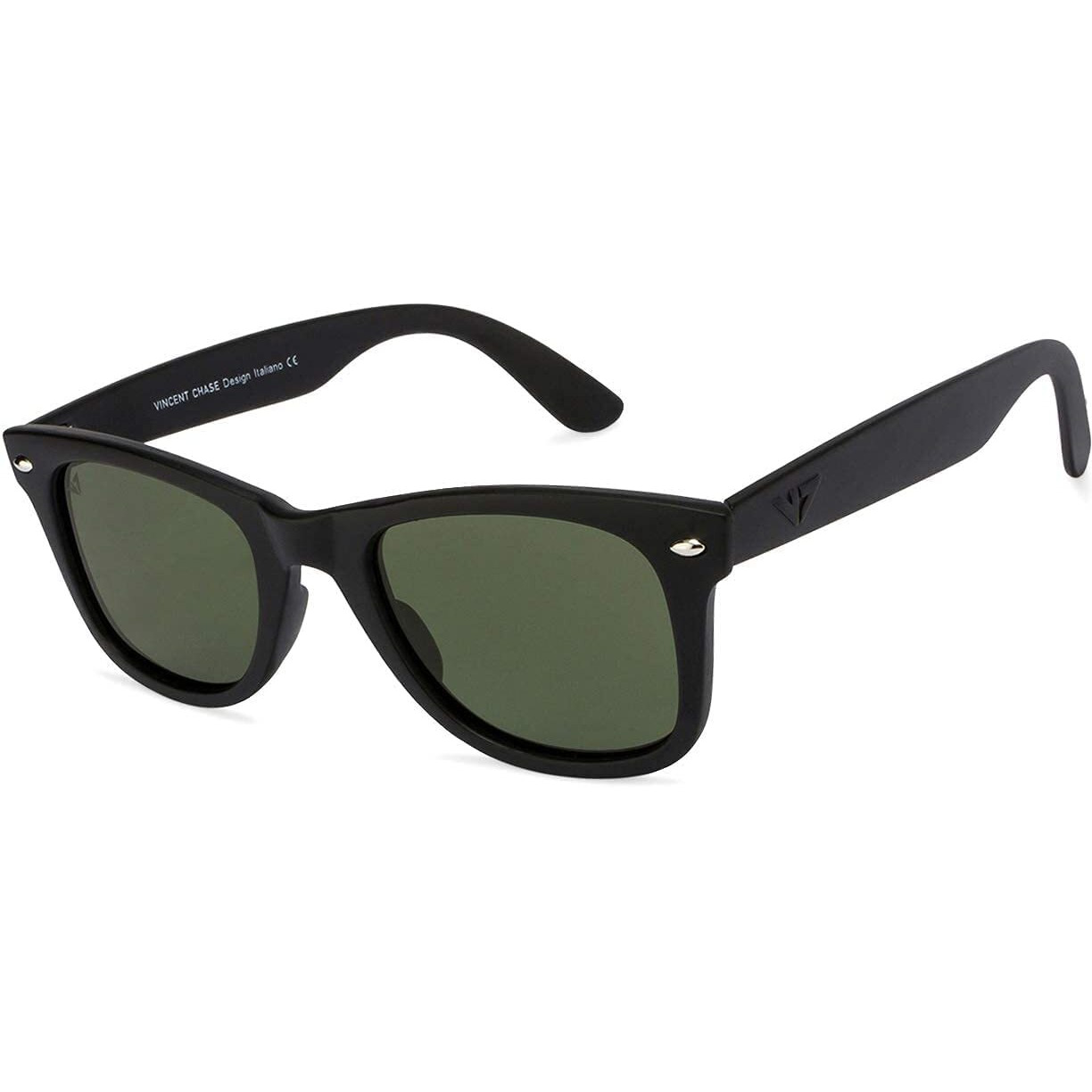 VINCENT CHASE EYEWEAR By Lenskart | Full Rim Square Branded Latest and Stylish Sunglasses | Polarized and 100% UV Protected | Men & Women | Large | VC 5147/P Black Frame/Green Lens - Pack of 1