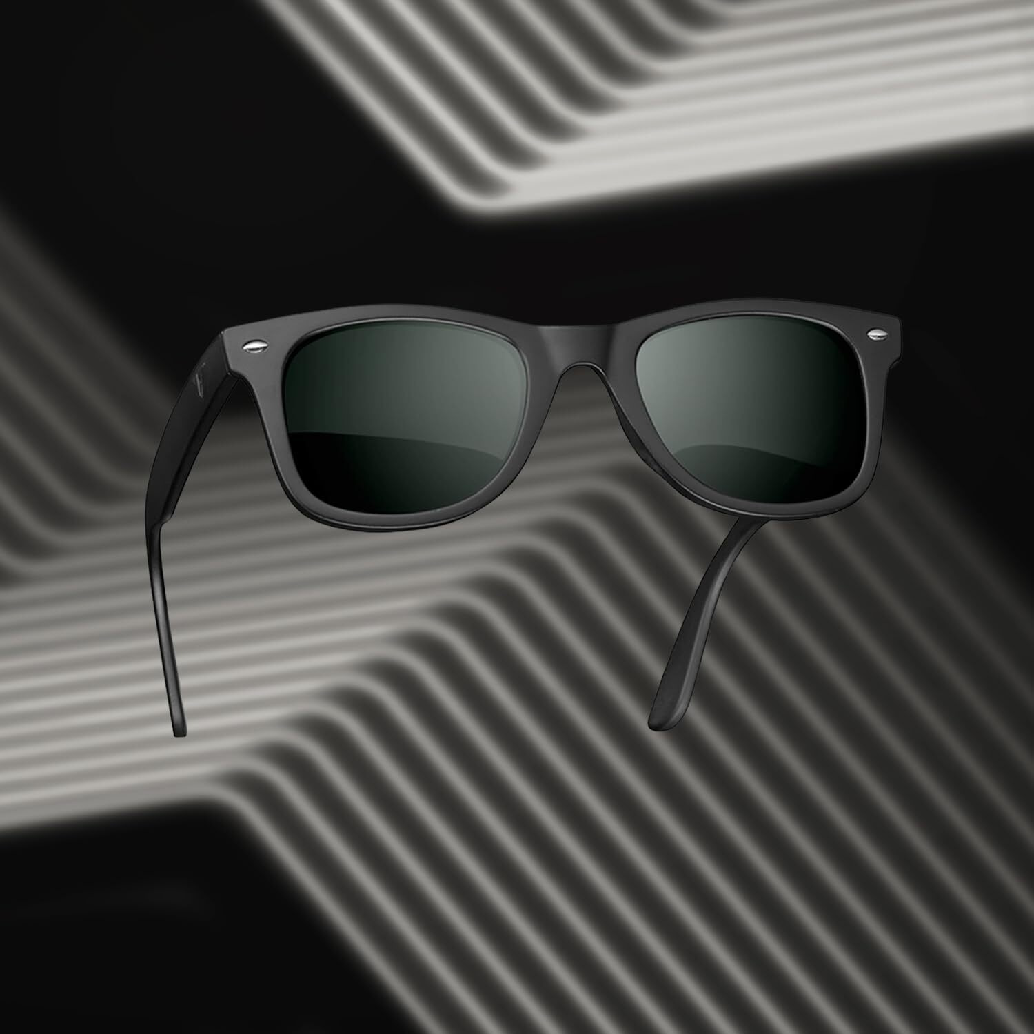 VINCENT CHASE EYEWEAR By Lenskart | Full Rim Square Branded Latest and Stylish Sunglasses | Polarized and 100% UV Protected | Men & Women | Large | VC 5147/P Black Frame/Green Lens - Pack of 1