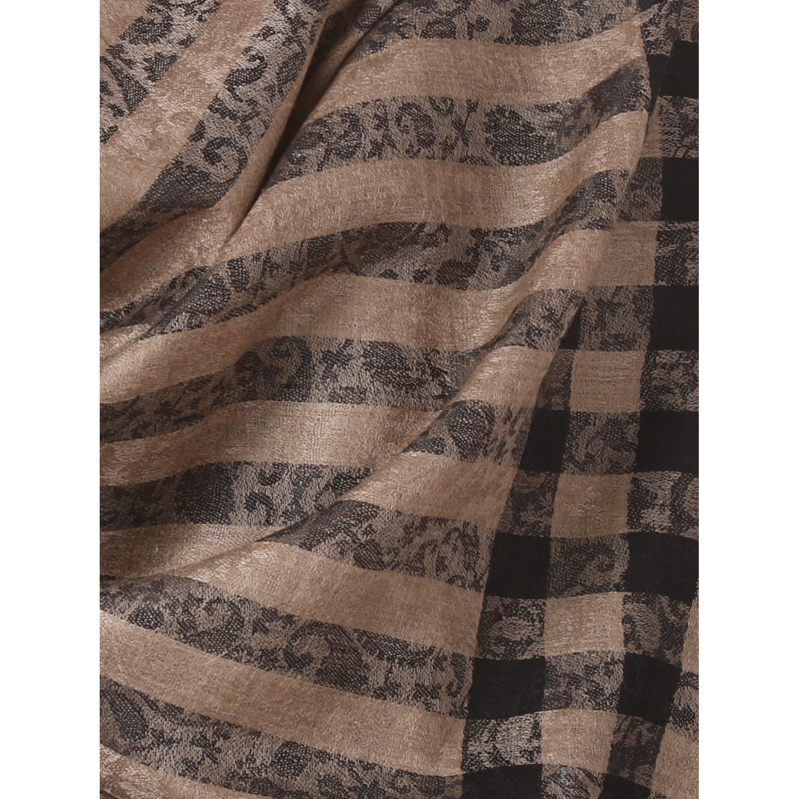Pashtush Woven Mens Fine Wool Stole, Check-Stipe Design, Mens Muffler, Warm Cashmere Feel (Black)