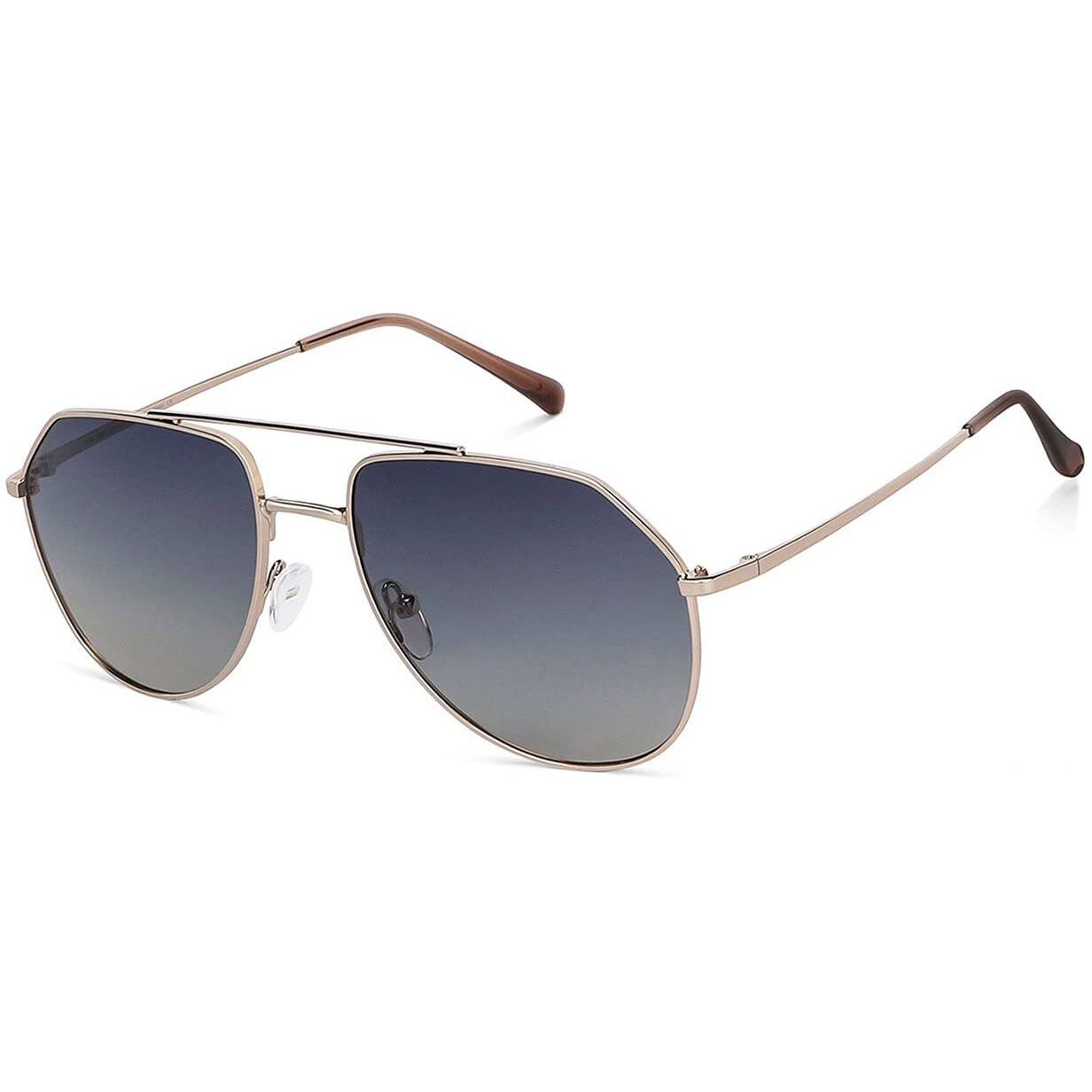 VINCENT CHASE EYEWEAR By Lenskart | Full Rim Aviator Sunglasses| Polarized And 100% Uv Protected | Men & Women | Large | Vc S13715 Golden Frame/Blue Lens - Pack Of 1