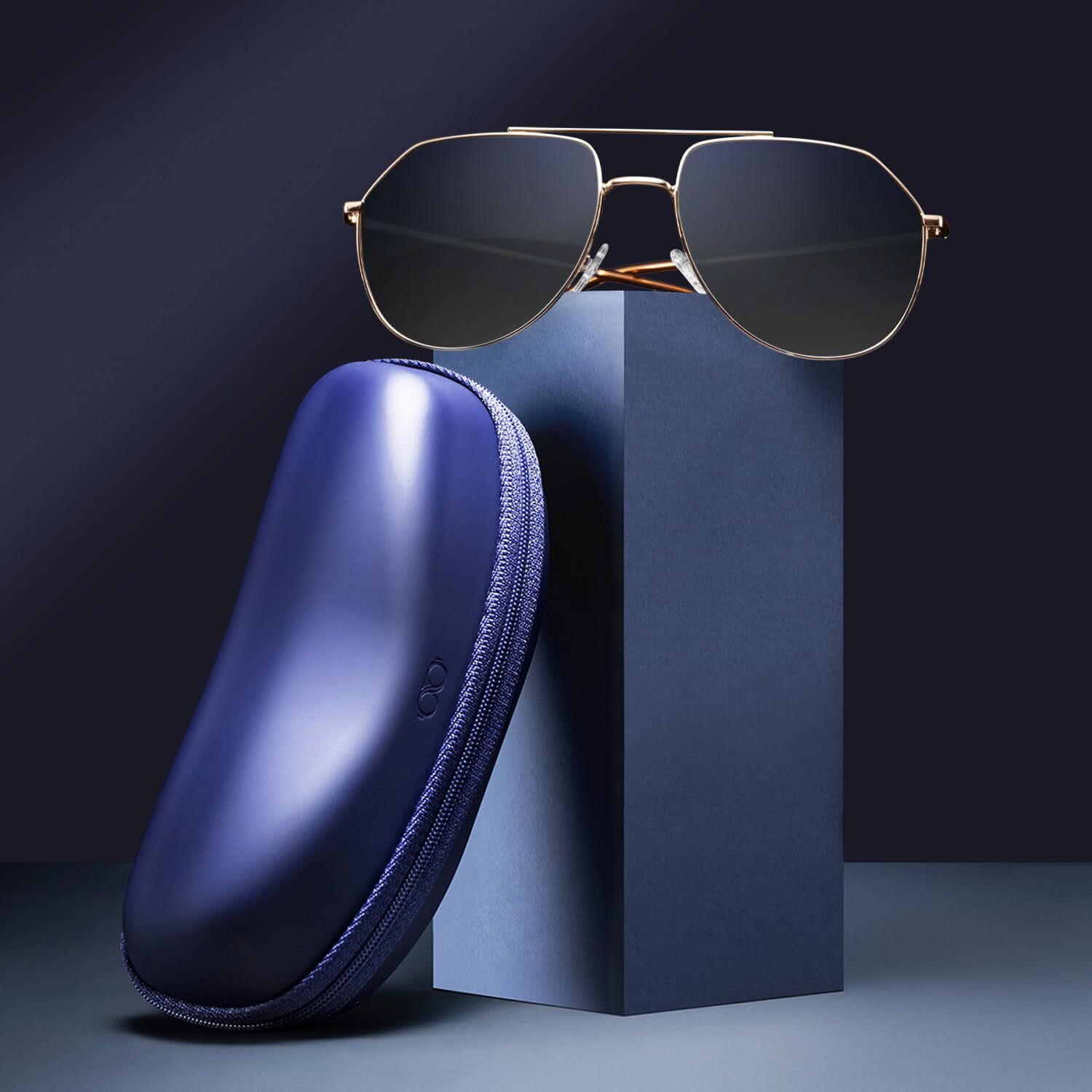 VINCENT CHASE EYEWEAR By Lenskart | Full Rim Aviator Sunglasses| Polarized And 100% Uv Protected | Men & Women | Large | Vc S13715 Golden Frame/Blue Lens - Pack Of 1
