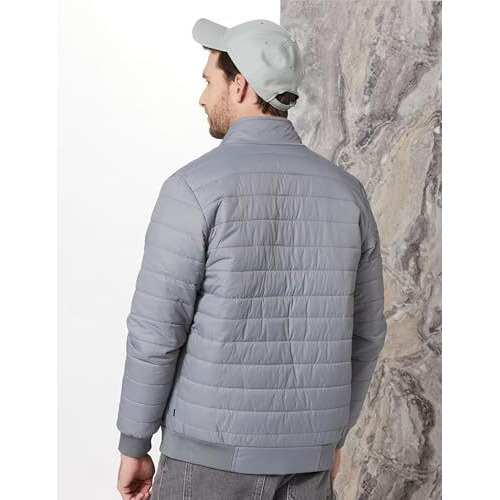 Amazon Brand - Symbol Men's Band Collar Polyester Jacket (AW21-SY-QL-154_Grey1_L_D Grey 1_Large)
