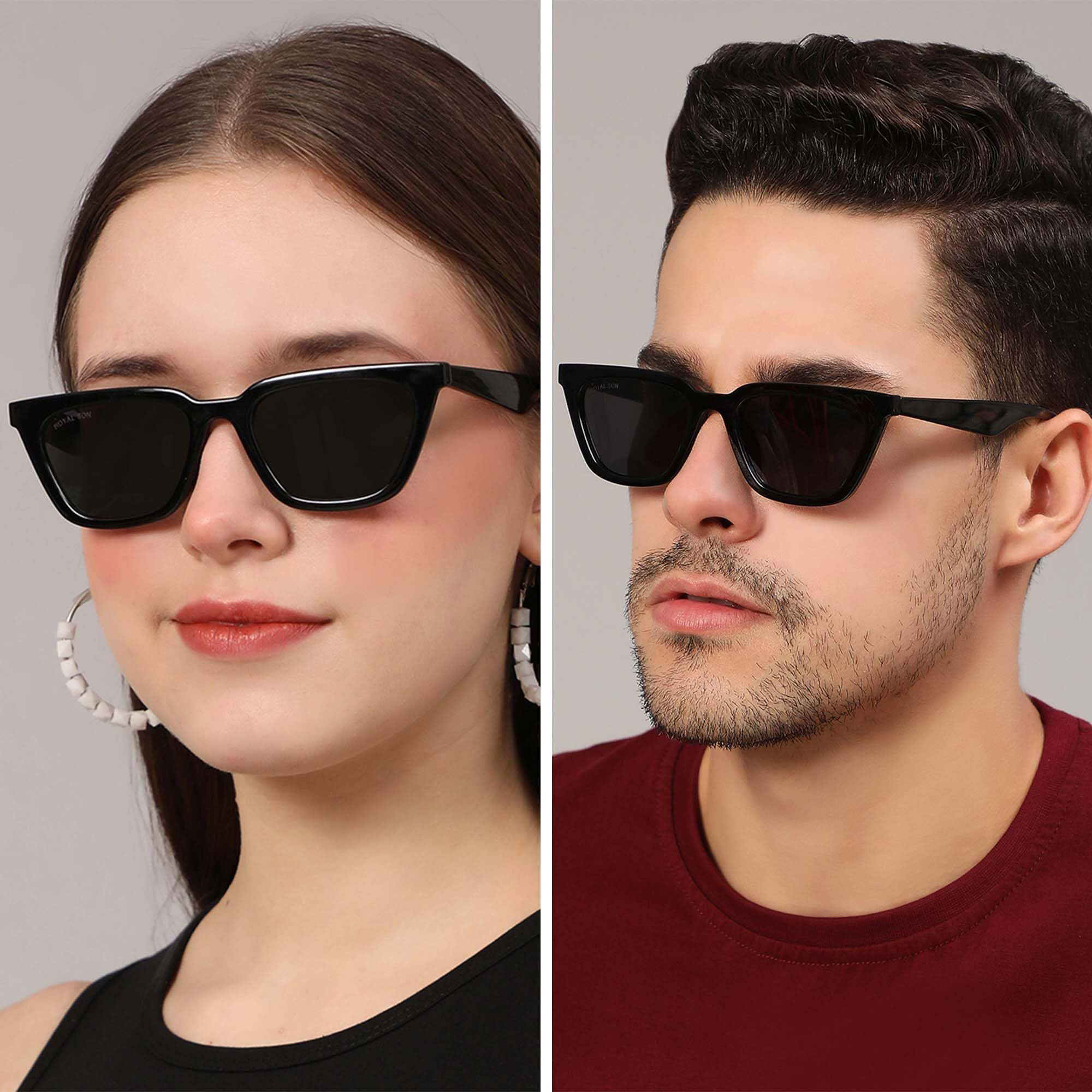 ROYAL SON UV400 Hd Dark Polarized Square Sunglasses for Men's Women/Ledies - Black