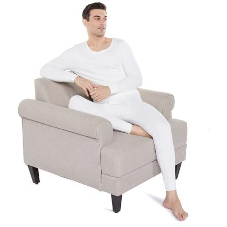 Amazon Brand - Symbol Men's Full Sleeve Thermal Top | Winter Wear | Body Warmer Vest (SYM-M-A24-THV-2000_White_XL)
