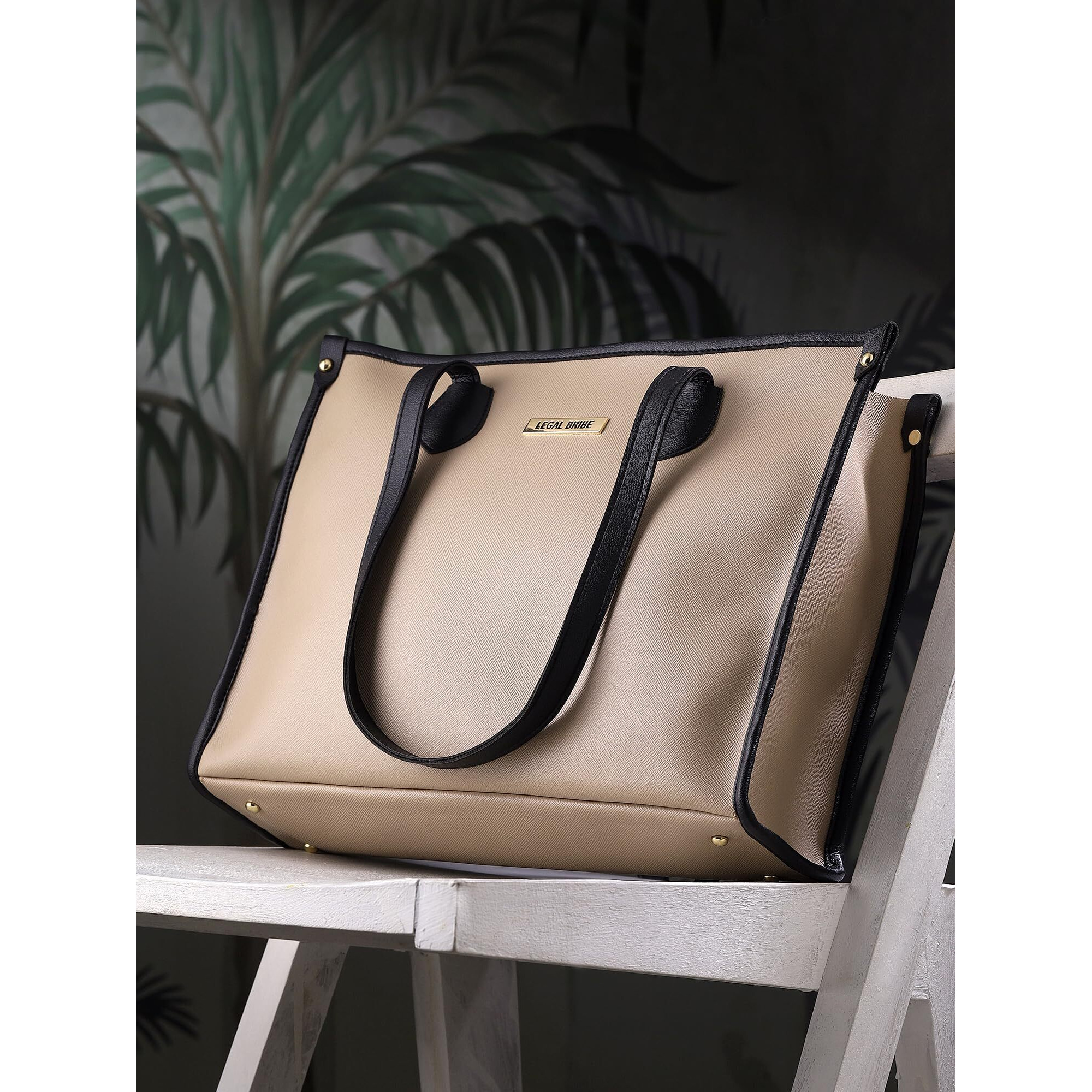 LEGAL BRIBE Textured Tote bag (Beige/Black)