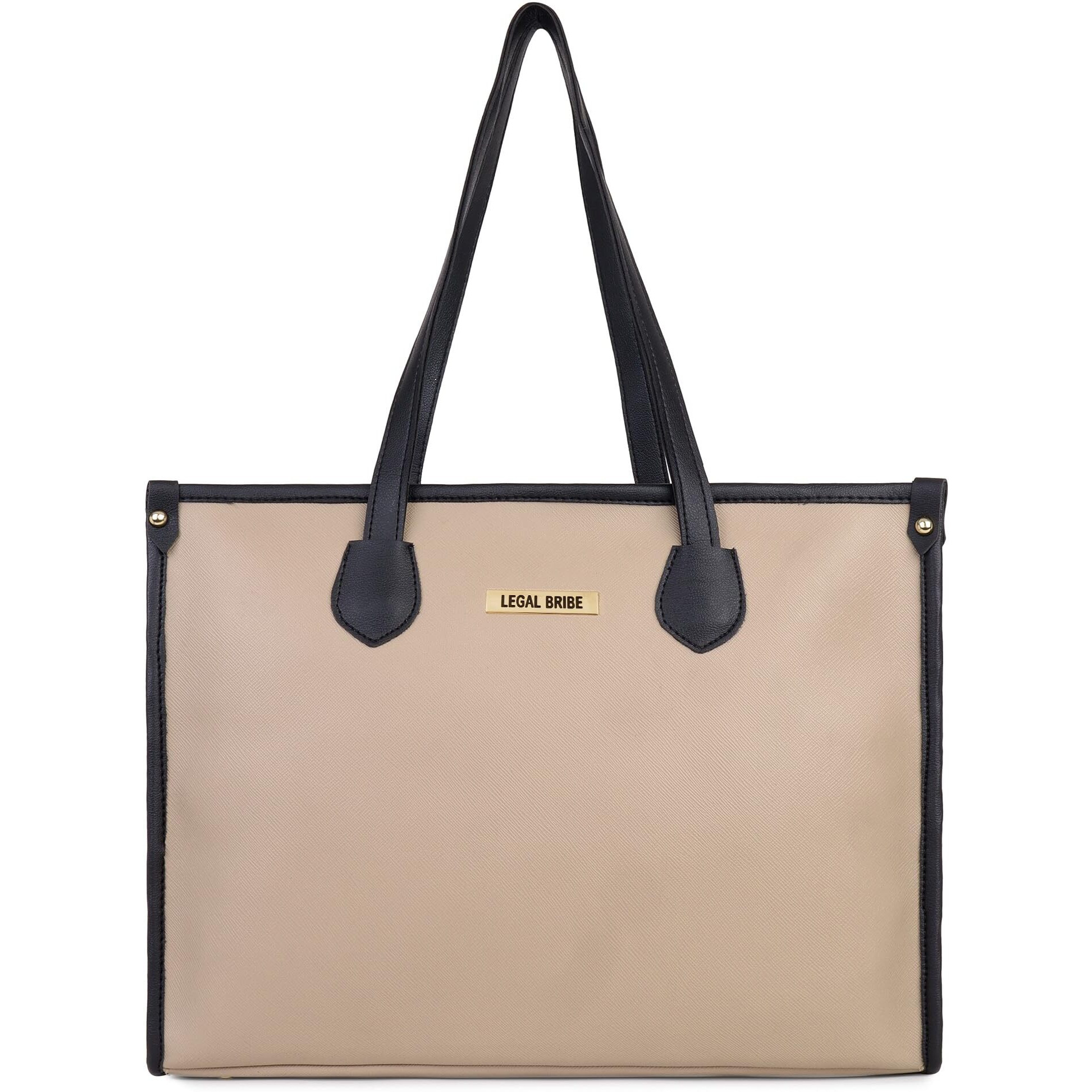 LEGAL BRIBE Textured Tote bag (Beige/Black)