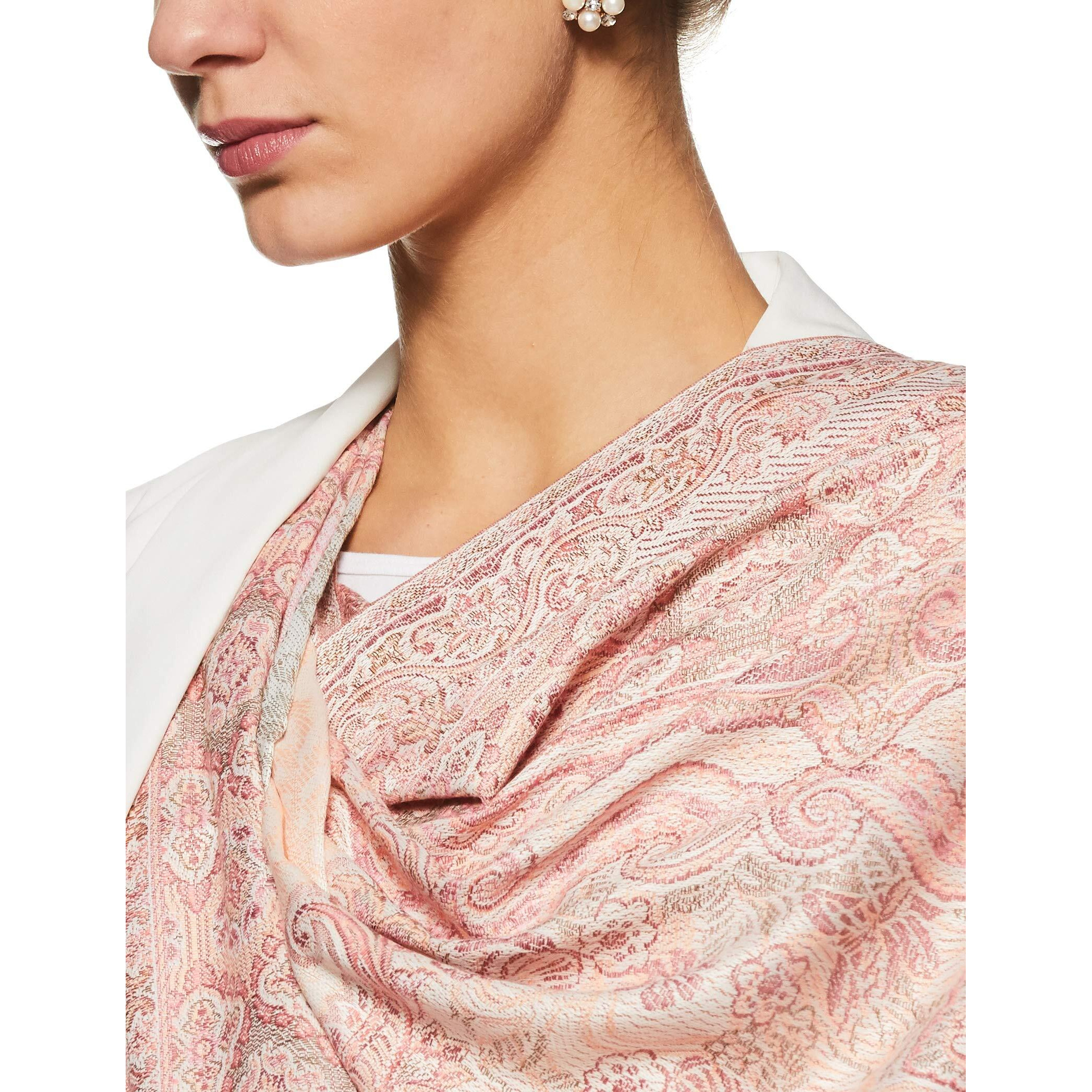 Weavers Villa Women's Pashmina Wool Woven Soft Shawls, Wraps (White), 100cm X 200cm