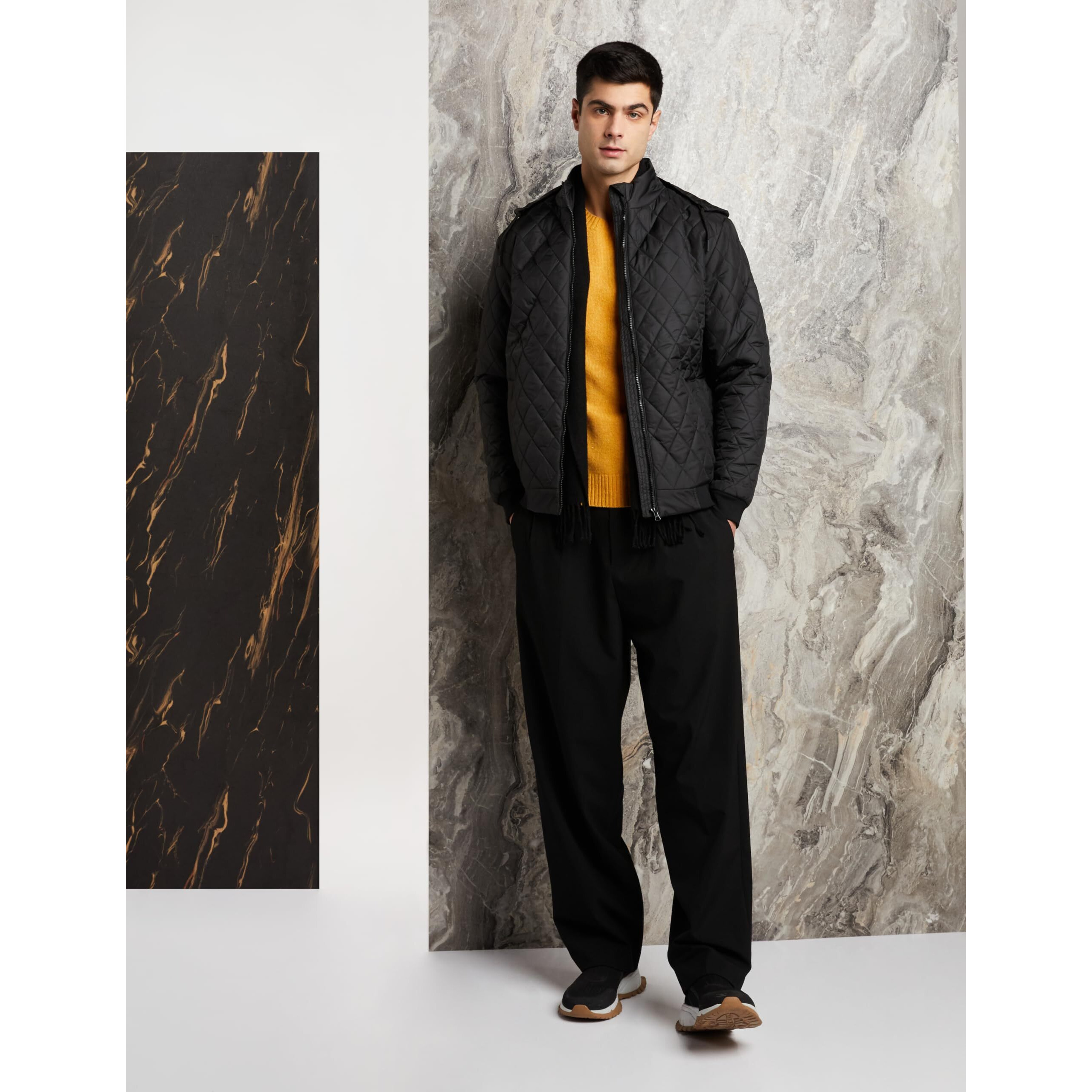 Amazon Brand - Symbol Men's Solid Full Sleeves Regular Fit Bomber Polyester Jacket (AW22-SY-QB-JK-02_Black_Large)