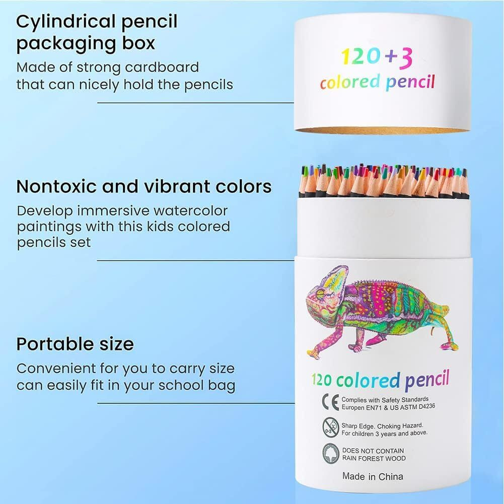 Corslet Set of 123 Premium Colour Pencils 120 Pencil Colours Artists Soft Core Vibrant Color Pencil Set Ideal for Drawing Sketching Shading Coloring Pencils for Adult Beginners Kids Pencil Colour Set