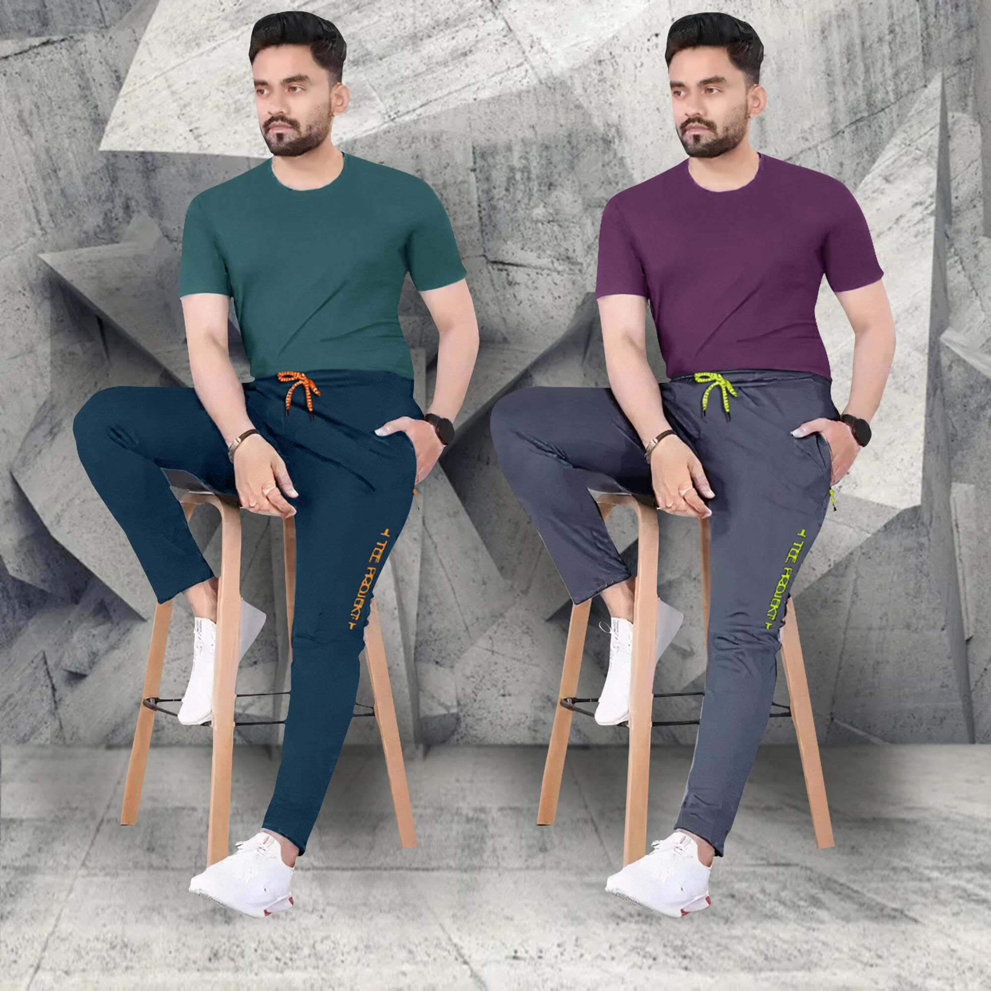 Pinkmint Men Combo Track Pant with Lycra Elastic Jogger Suitable for Active Wear, Jogger Yoga Wear, Sports (Pack of 2)