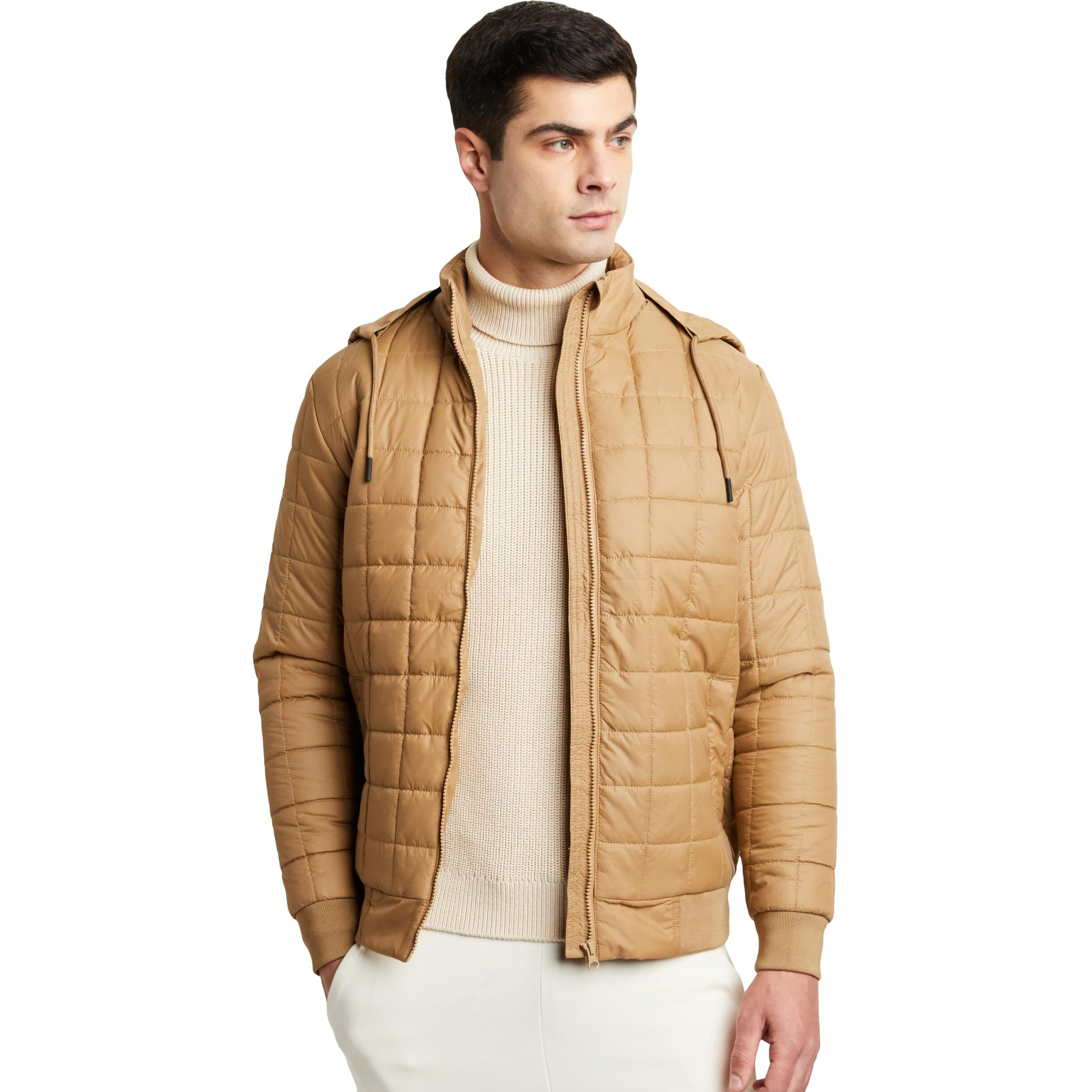 Amazon Brand - Symbol Polyester Men's Solid Full Sleeves Regular Fit Bomber Jacket (Aw22-Sy-Qb-Jk-01_Camel_2Xl)