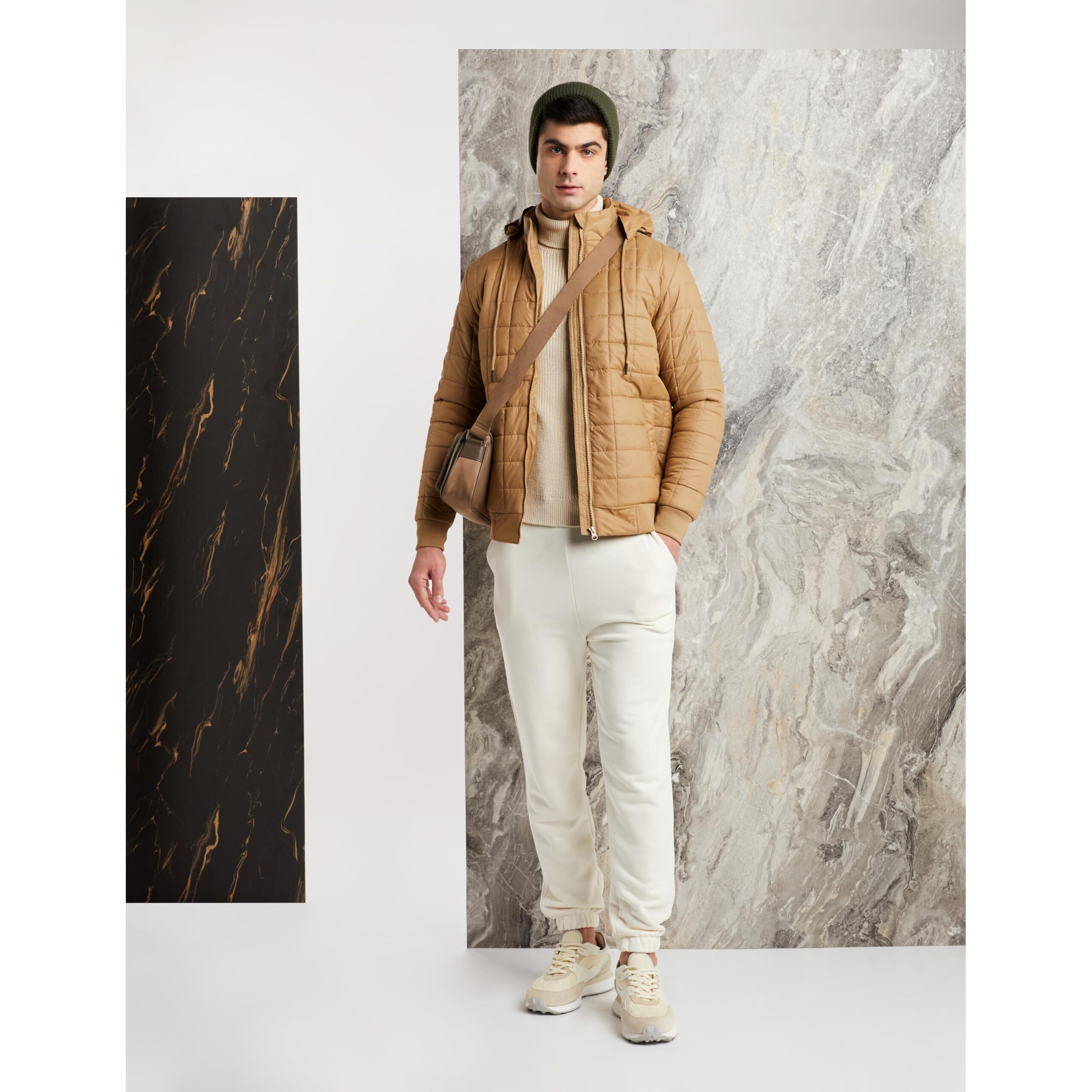 Amazon Brand - Symbol Polyester Men's Solid Full Sleeves Regular Fit Bomber Jacket (Aw22-Sy-Qb-Jk-01_Camel_2Xl)