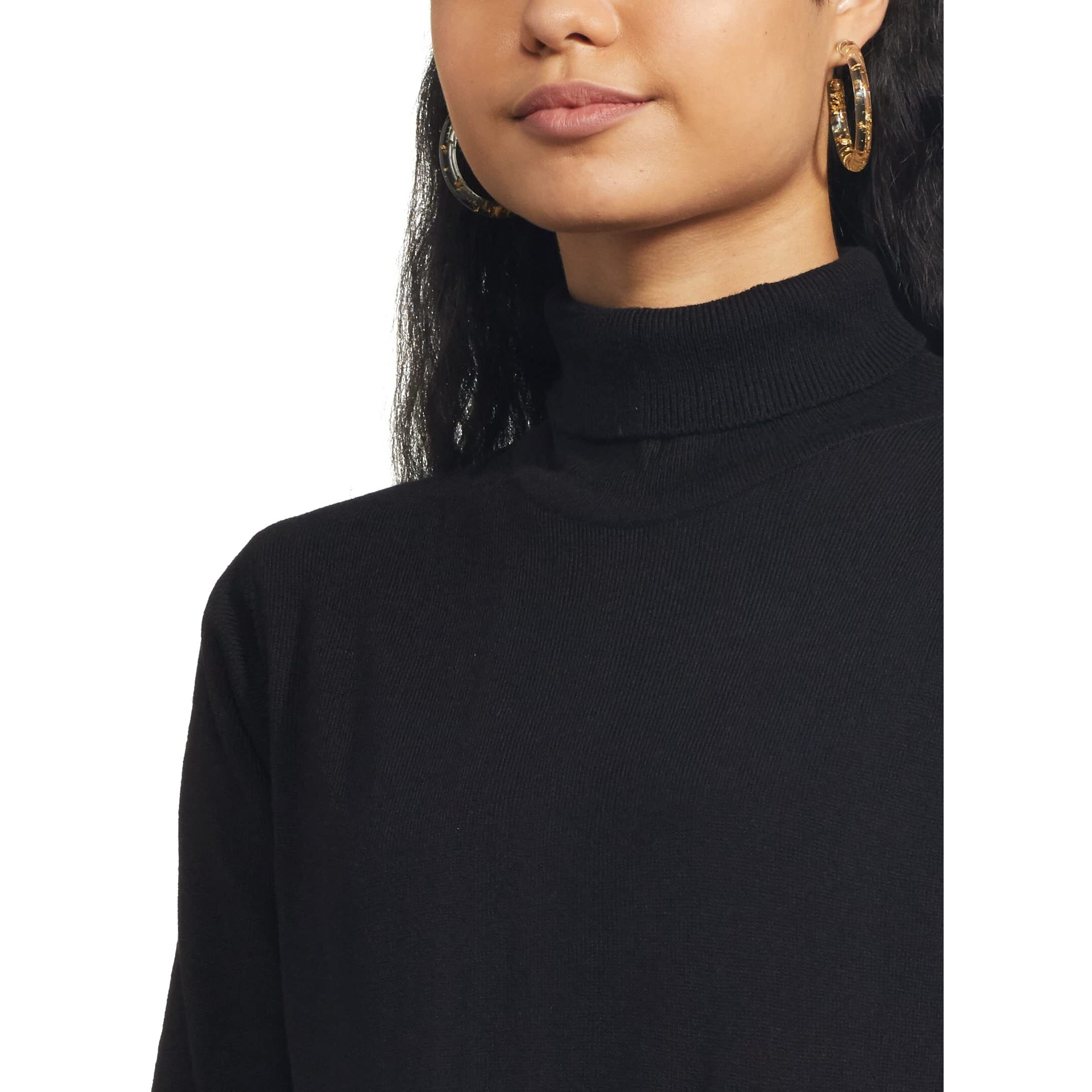 Amazon Brand - Symbol Women's Acrylic High Neck Pullover Sweater(SB-AW21SWT-1505_Black_M_Black_M)