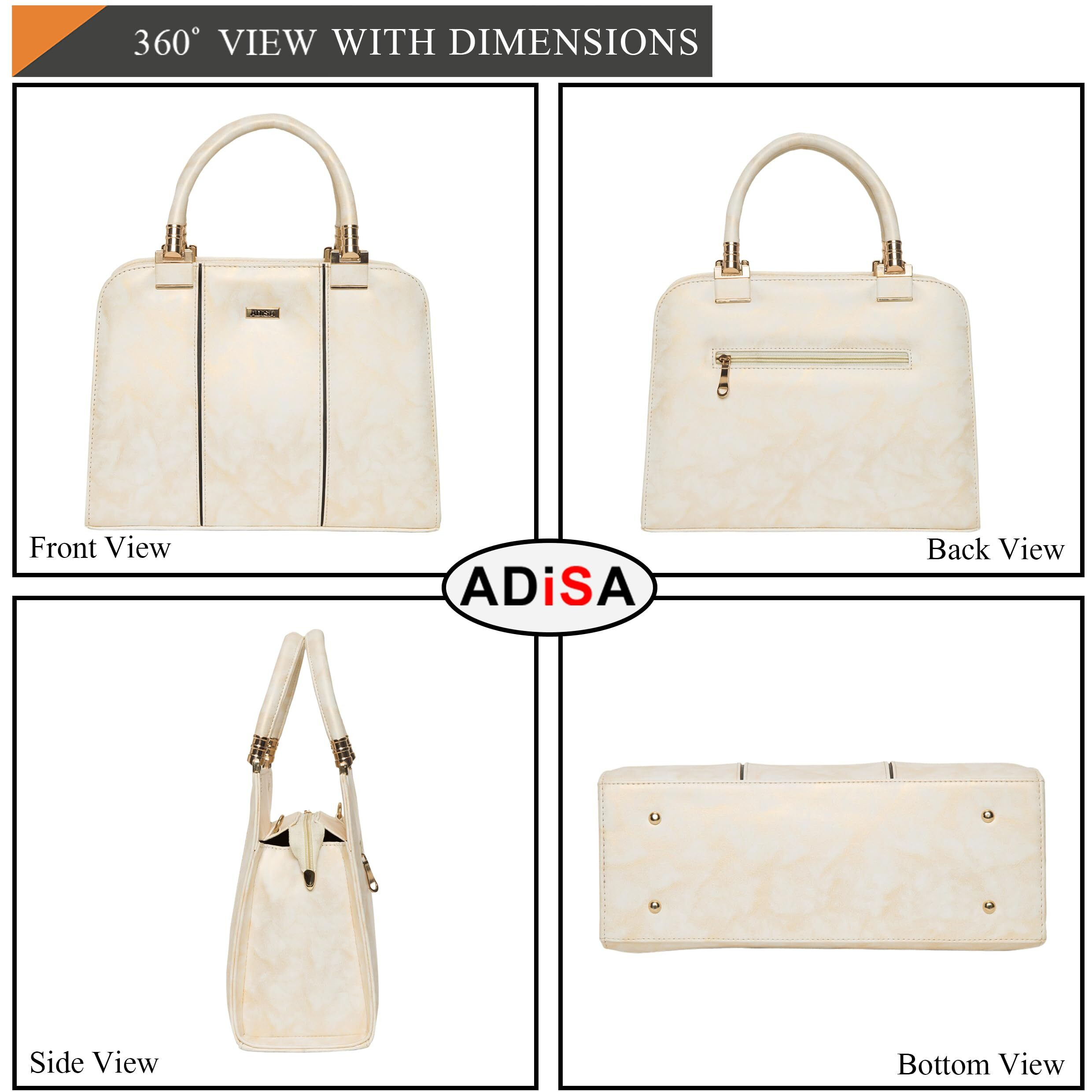 ADISA two tone handbag shoulder bag for women and girls with sling belt (Off White)