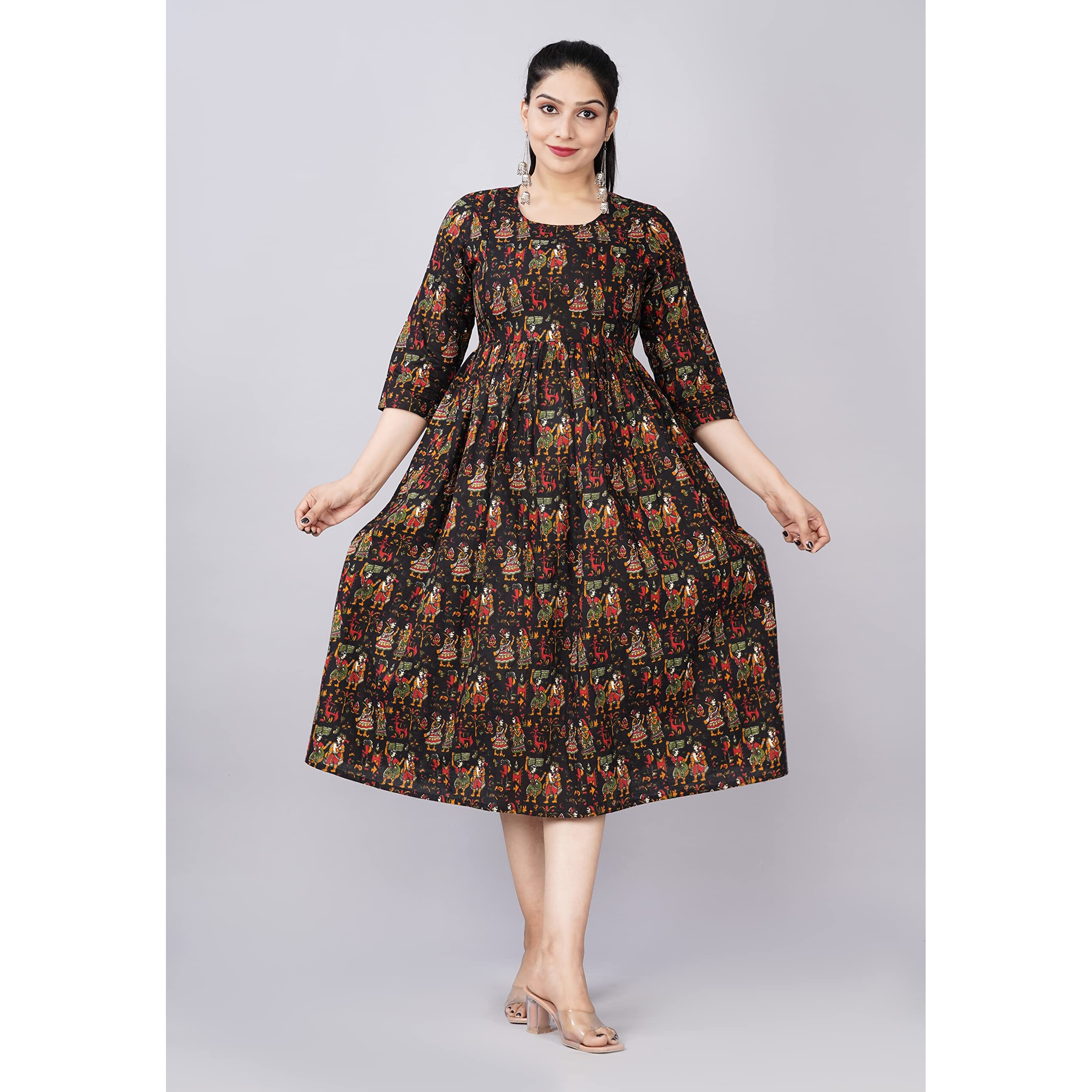 Jikonet Women's Maternity Kurti for Feeding Zippers (246) (Large, Black)