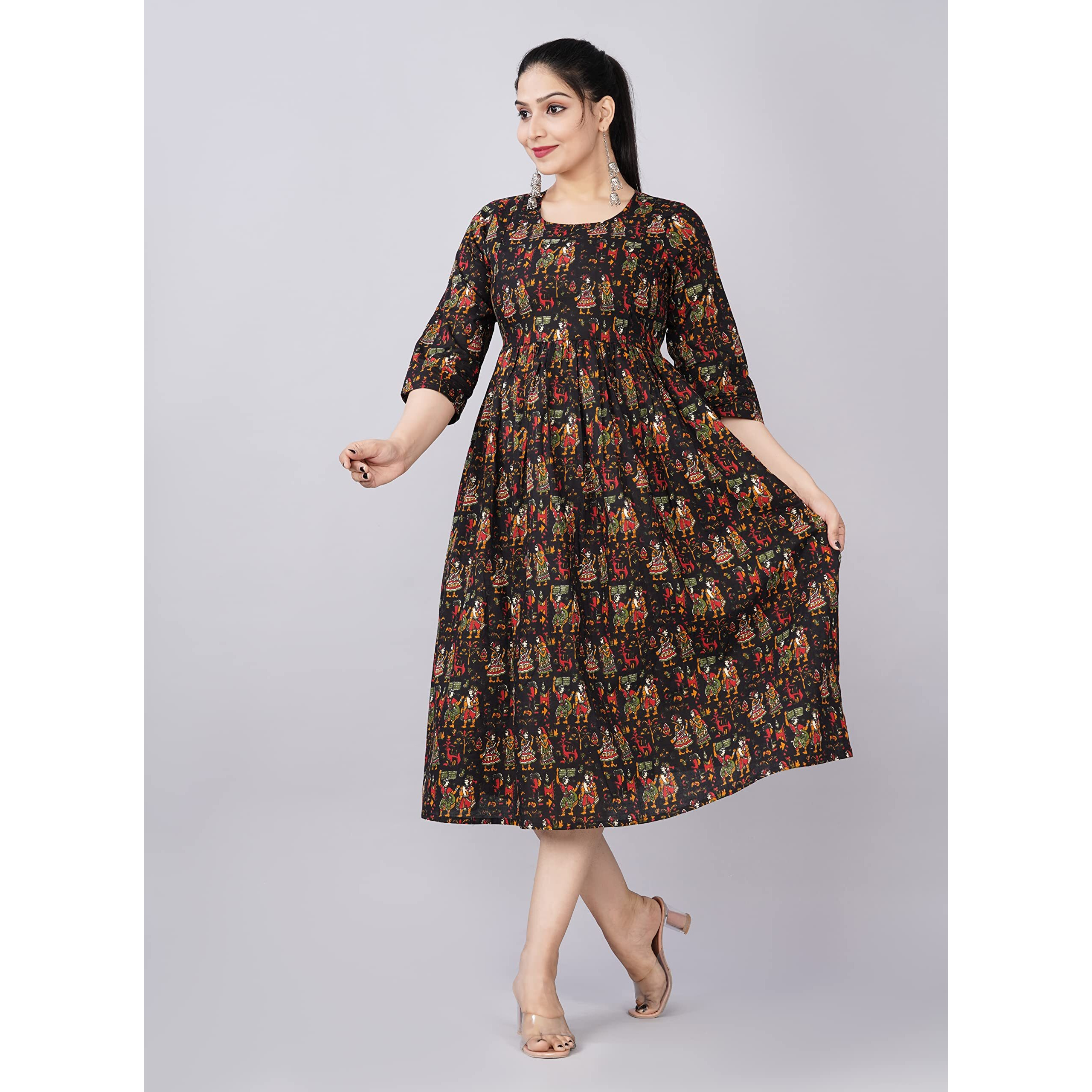 Jikonet Women's Maternity Kurti for Feeding Zippers (246) (Large, Black)