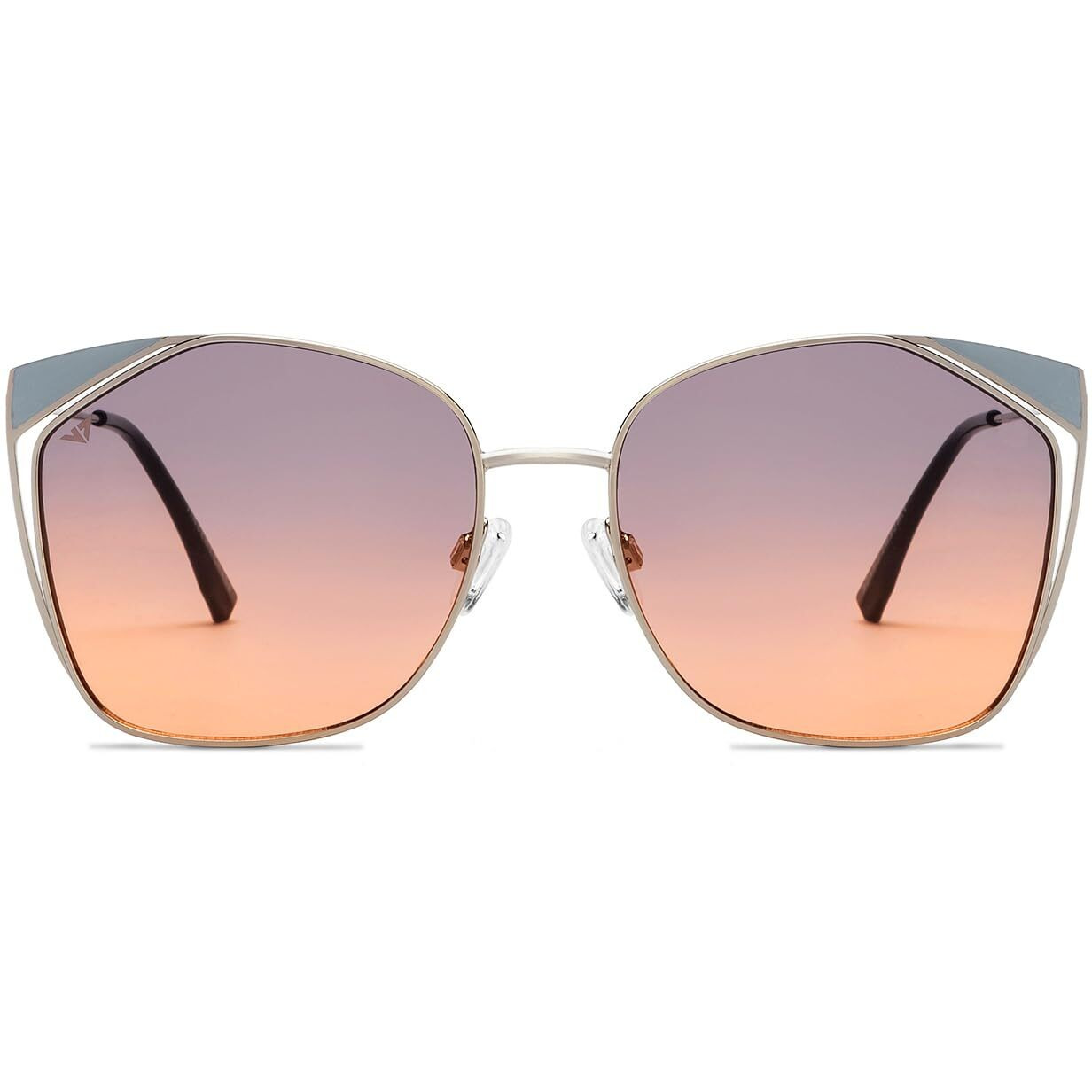 Vincent Chase By Lenskart | Silver Dual Tone Full Rim Cat Eye | Economic Range | Branded Latest and Stylish Sunglasses | 100% UV Protected | Women | Large | VC S15795