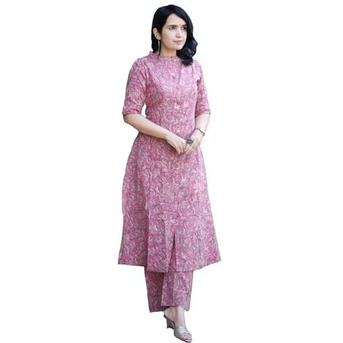 ANNI DESIGNER Women's Rayon Blend Straight Printed Kurta with Pant (Kasit Pink_3XL_Pink_XXX-Large)