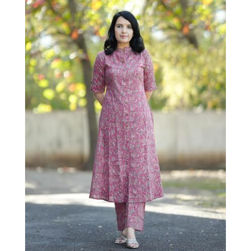 ANNI DESIGNER Women's Rayon Blend Straight Printed Kurta with Pant (Kasit Pink_3XL_Pink_XXX-Large)