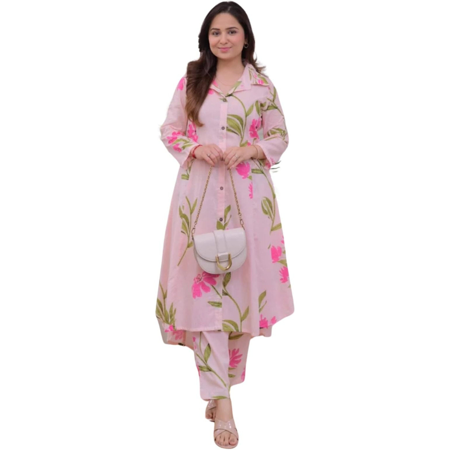 Leriya Fashion Women's Rayon Kurta Set (LF-W2092&TR1052_Pink_2XL)