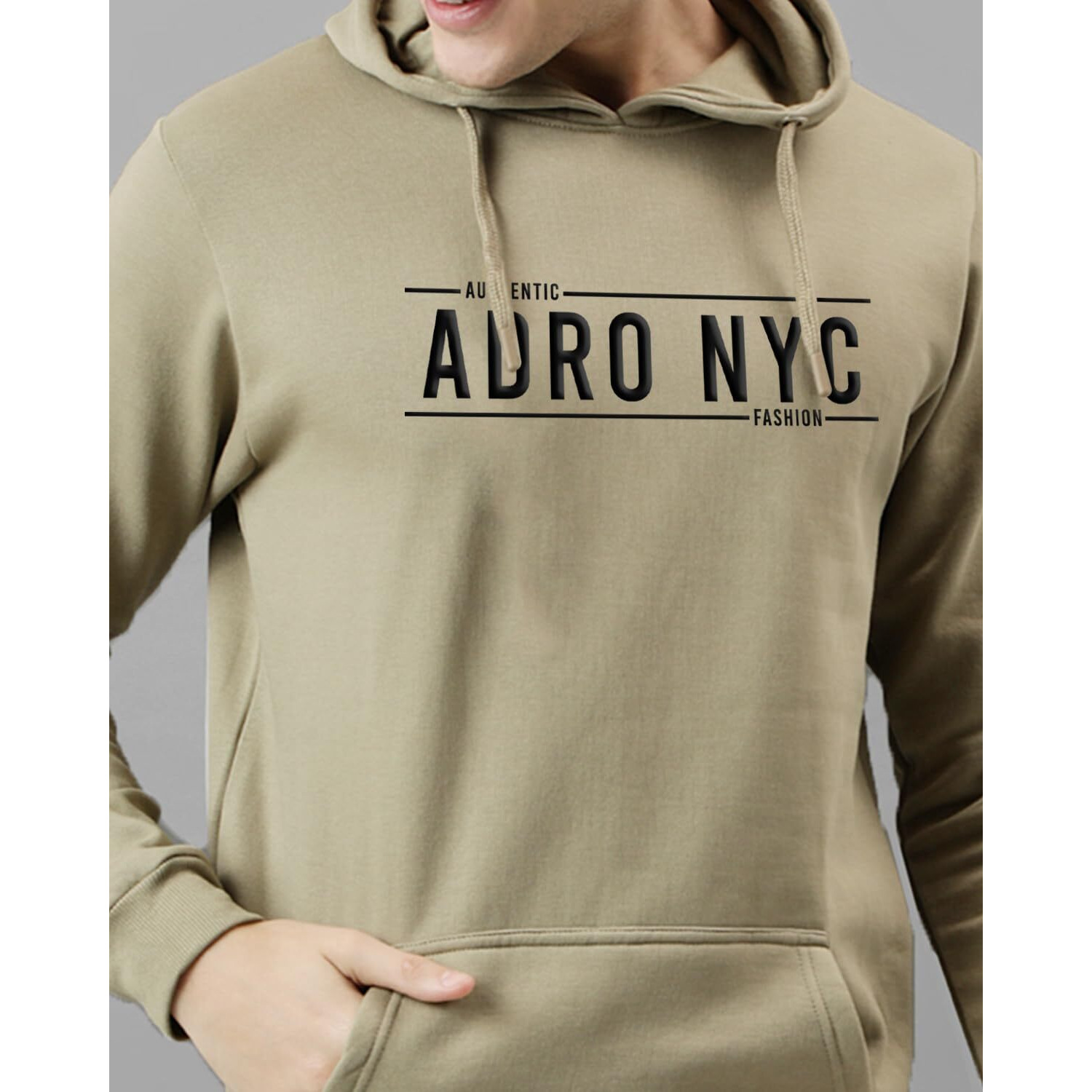 ADRO Hoodies for Men | Printed Hoodie for Men | Cotton Hoodie | Mens Hoodies | Sweatshirt for Men | Hooded Hoodie|H24-ADRO-BE-M Beige