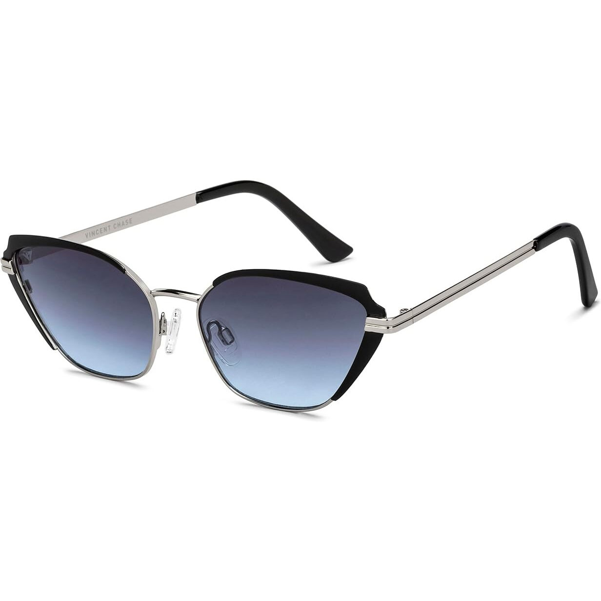 VINCENT CHASE EYEWEAR By Lenskart|Silver Grey Full Rim Cat Eye|Fashion Essentials|Branded Latest And Stylish Sunglasses|100% Uv Protected|Women|Large|Vc S15798