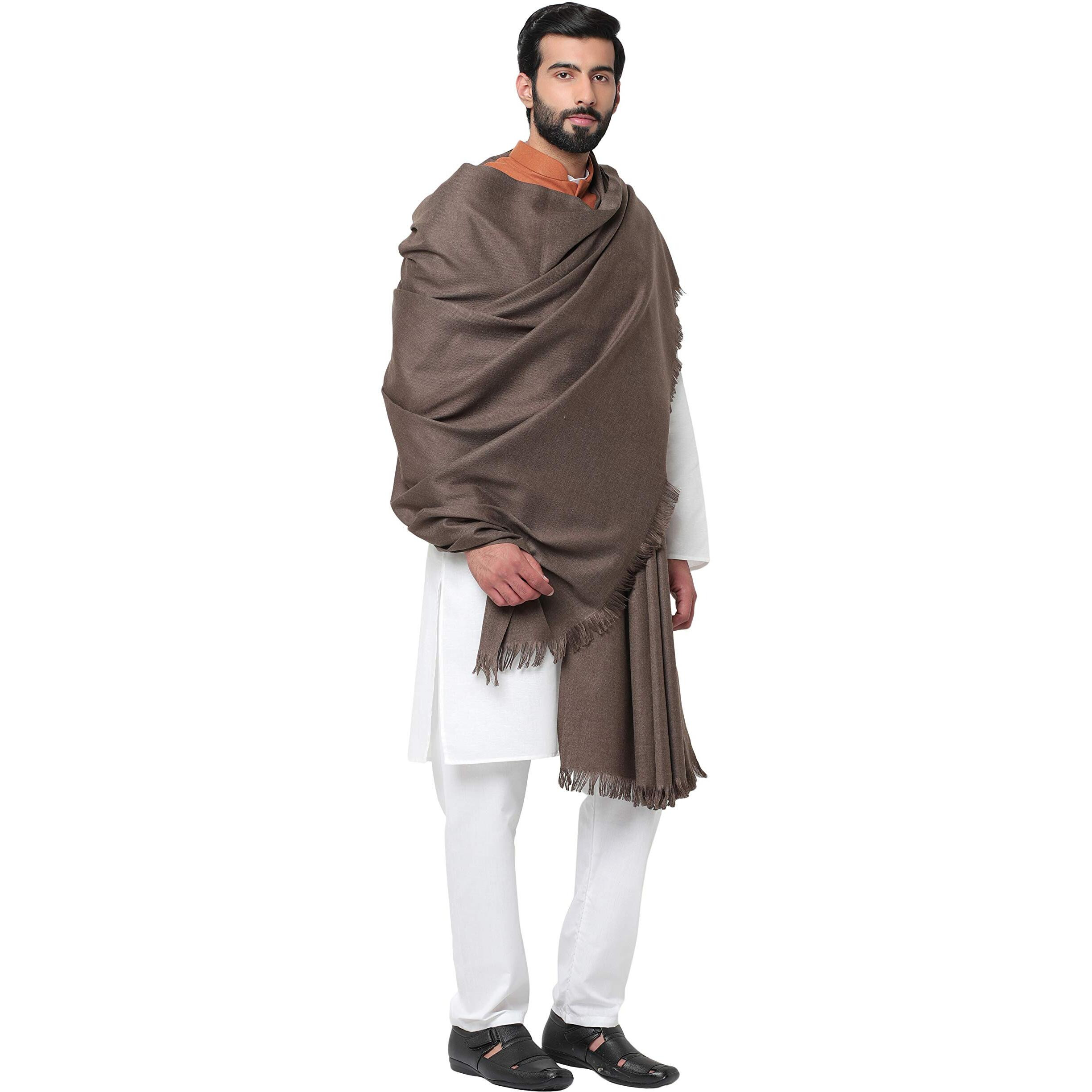 Weavers Villa Men's Plain Woollen Dhariwal Grey Lohi/Shawl, 125cm x 250cm